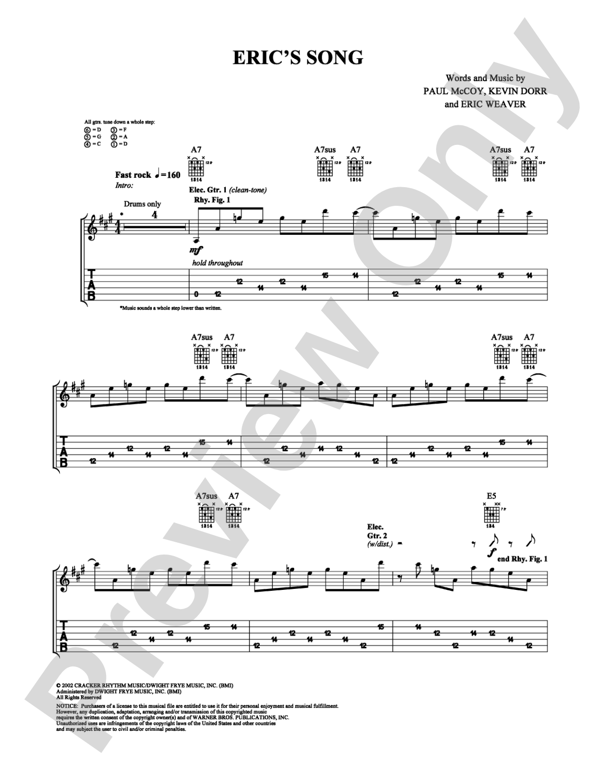 Eric's Song: Guitar TAB Digital Sheet Music