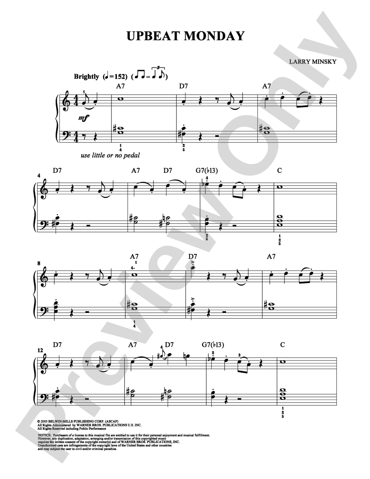 Upbeat Monday: Easy Piano Digital Sheet Music
