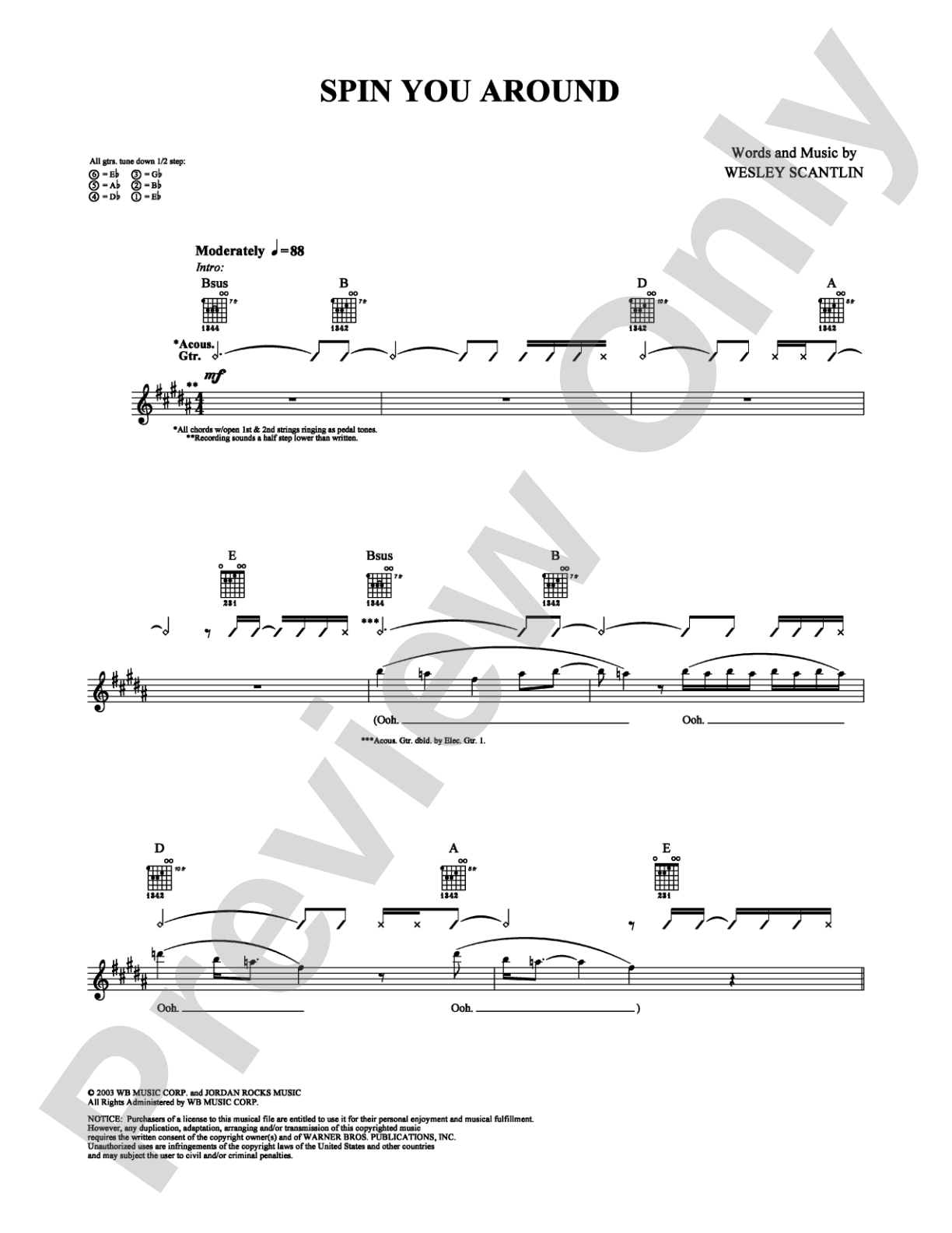 Spin You Around: Guitar TAB Digital Sheet Music