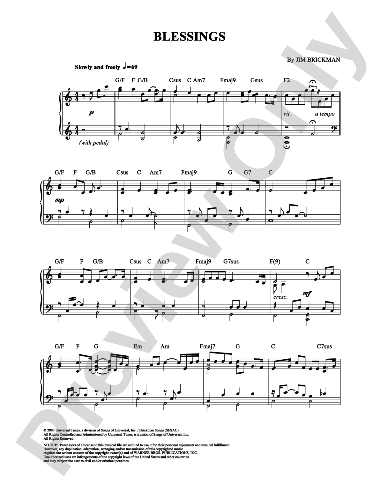 Blessings: Piano Digital Sheet Music