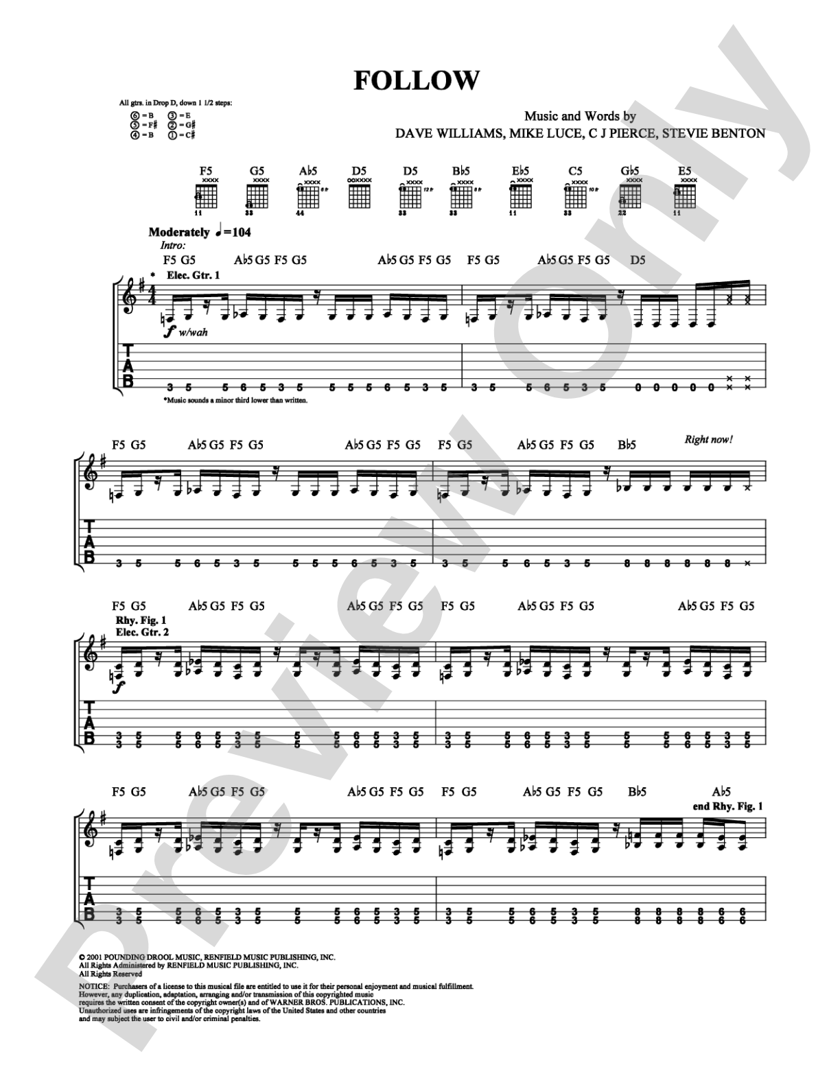 Follow: Guitar TAB Digital Sheet Music