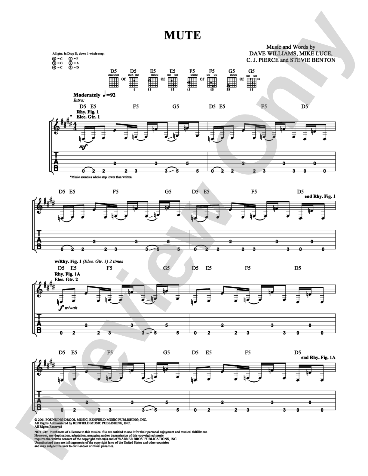 Mute: Guitar TAB Digital Sheet Music