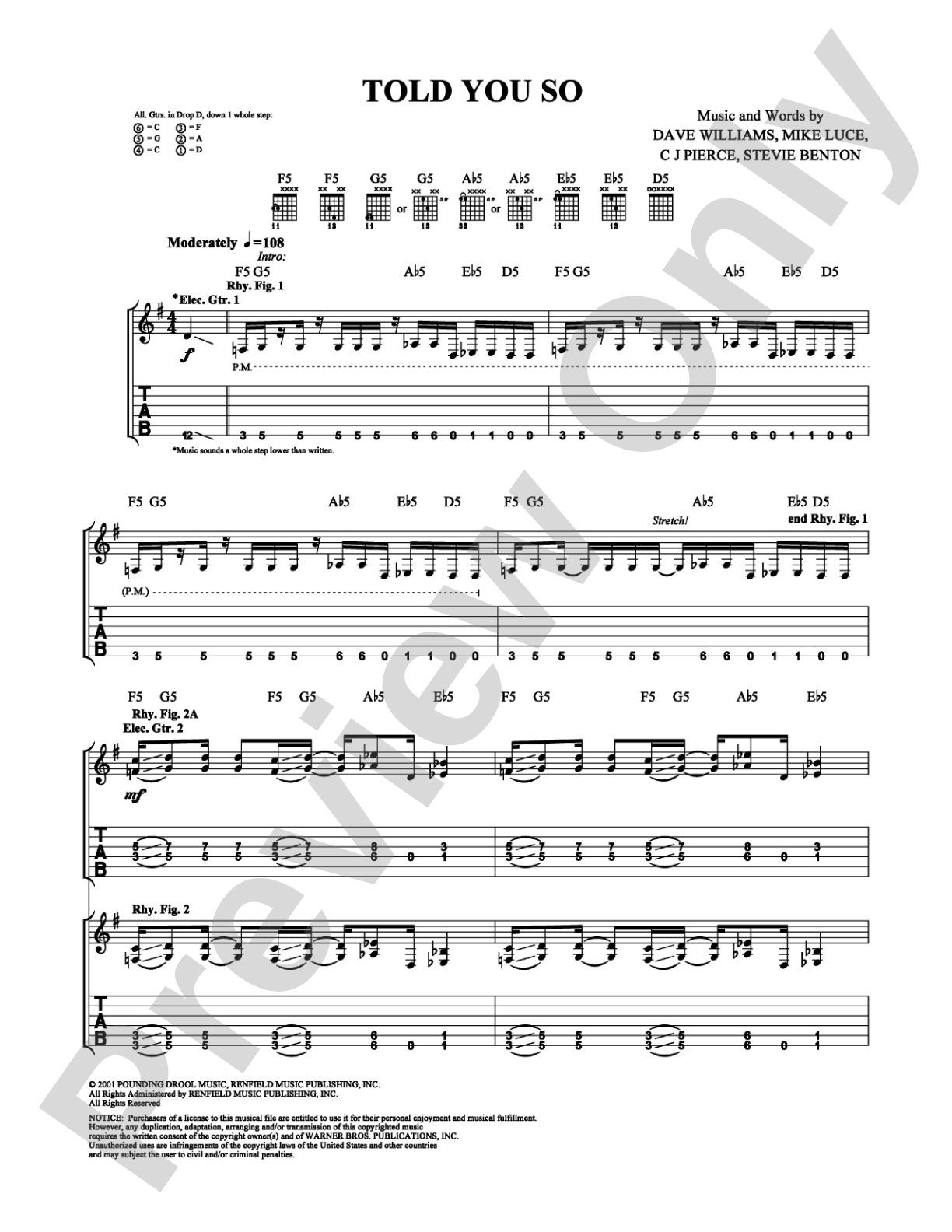 Told You So: Guitar TAB Digital Sheet Music