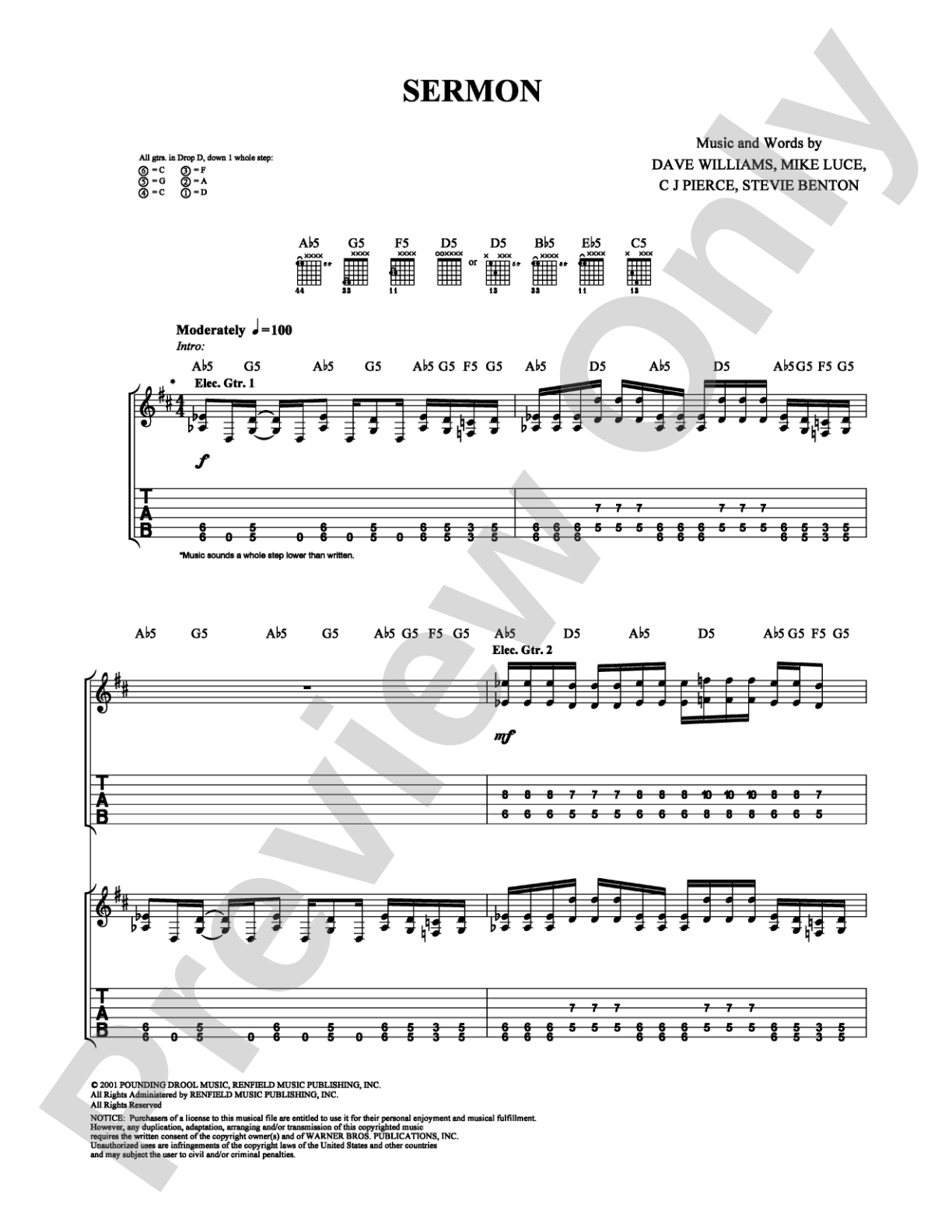 Sermon: Guitar TAB Digital Sheet Music