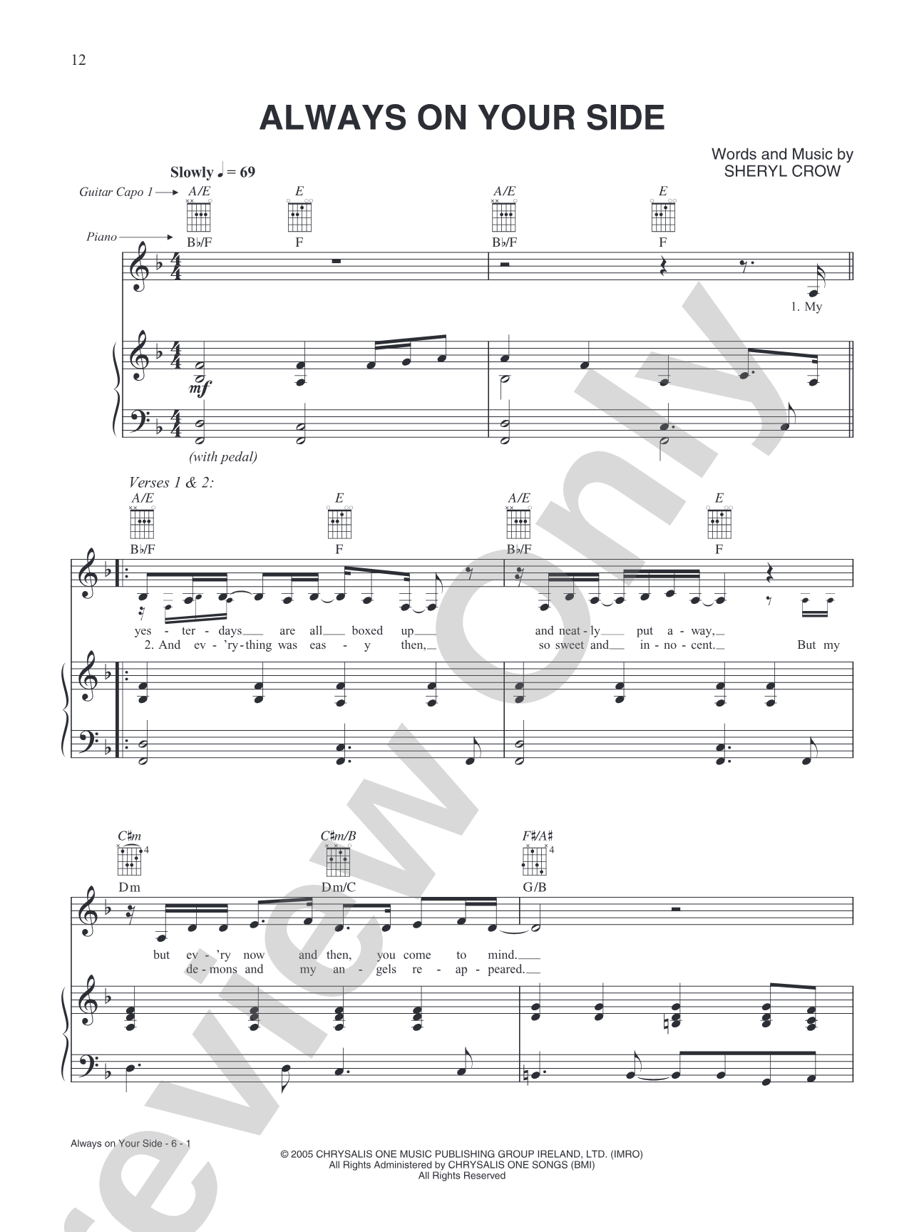 Always On Your Side: Piano/Vocal/Chords Digital Sheet Music