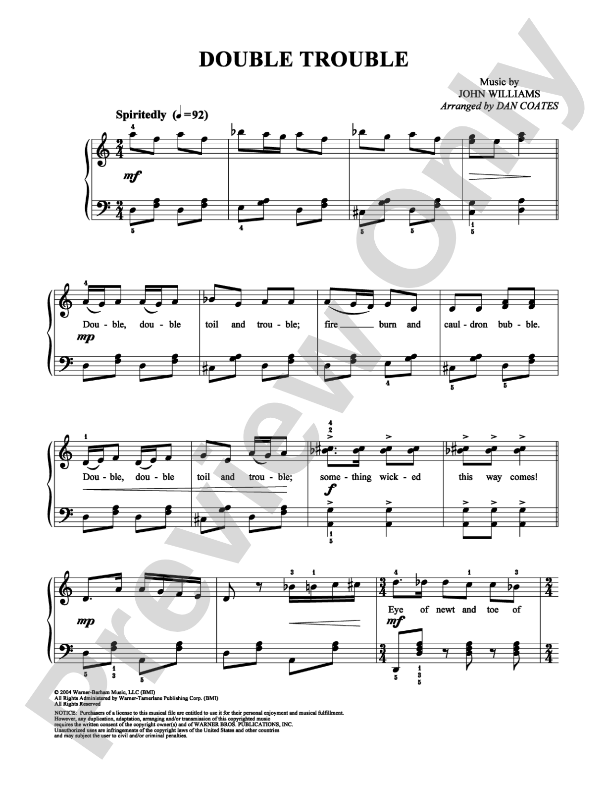 Double Trouble: Easy Piano Digital Sheet Music