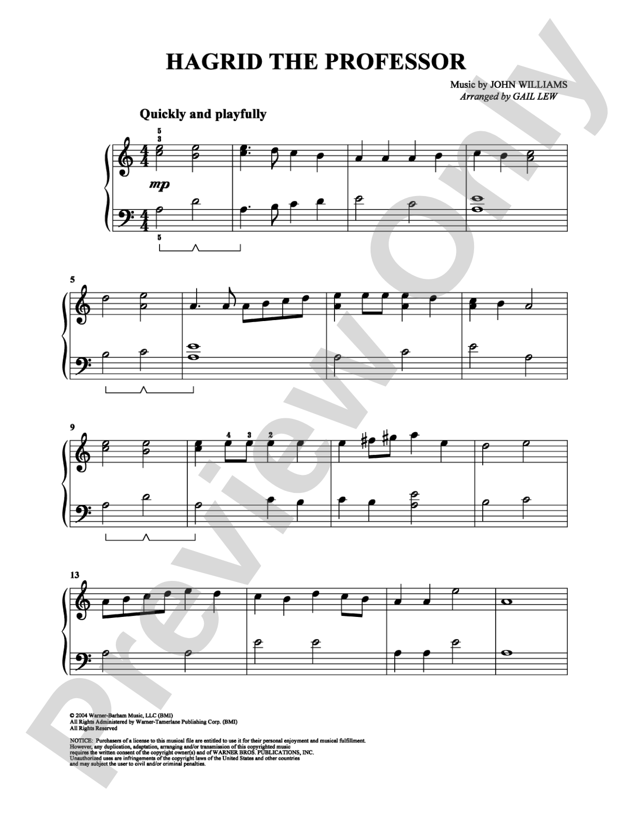 Hagrid the Professor: Easy Piano Digital Sheet Music