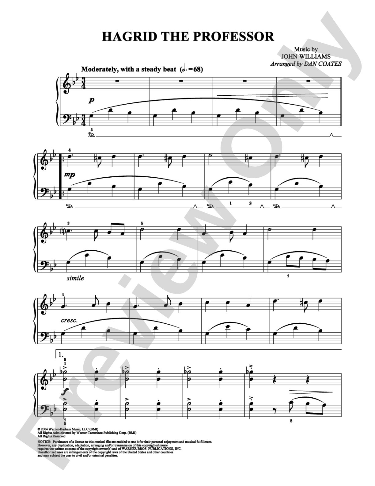 Hagrid the Professor: Easy Piano Digital Sheet Music