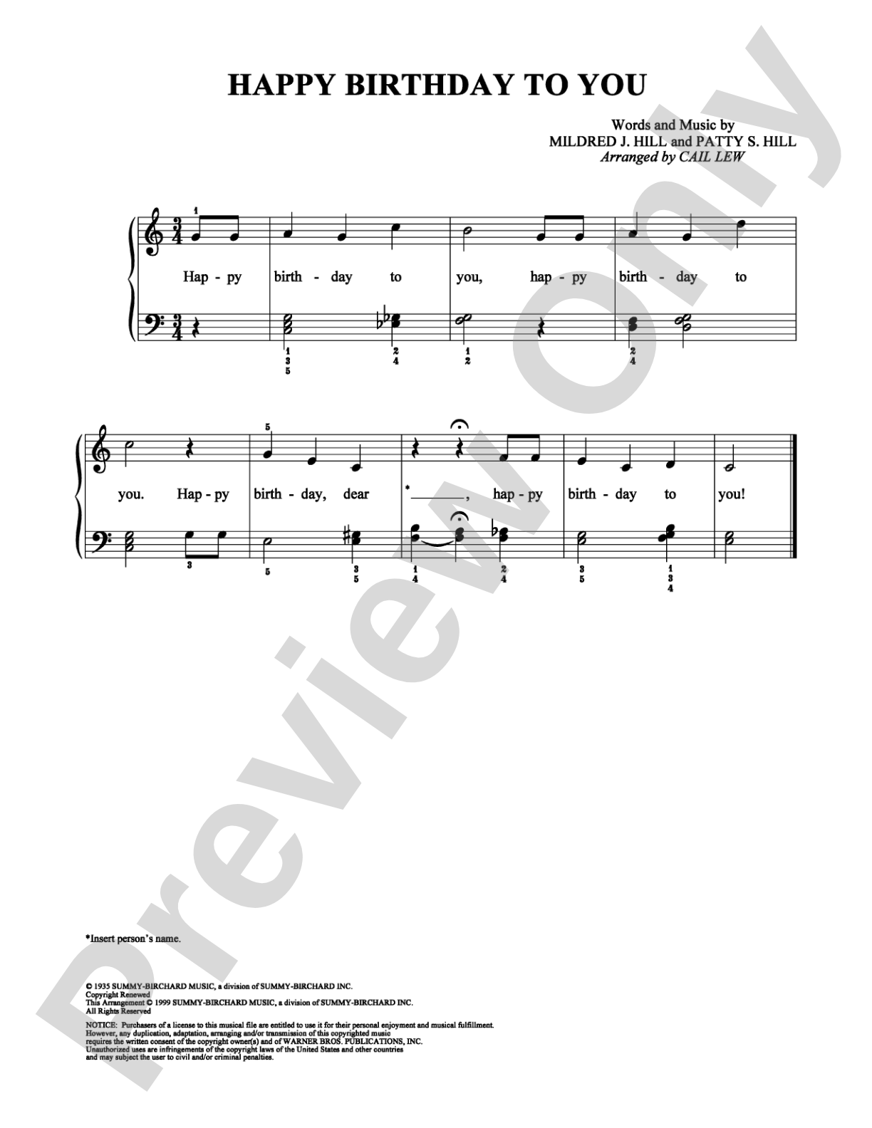 Happy Birthday to You: Easy Piano Digital Sheet Music
