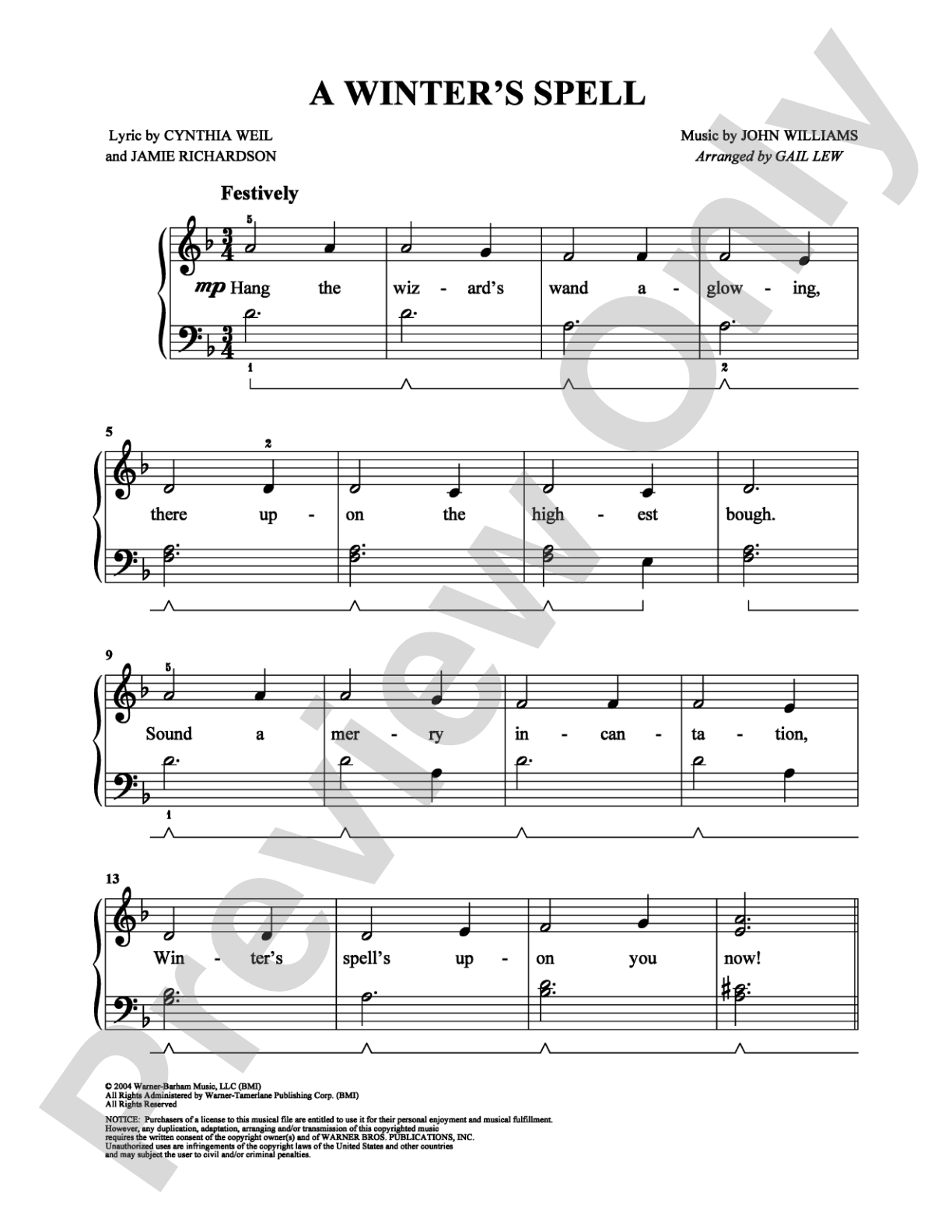 A Winter's Spell: Easy Piano Digital Sheet Music