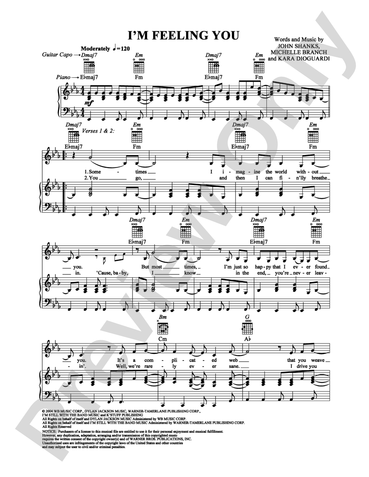 I'm Feeling You: Piano/Vocal/Chords Digital Sheet Music