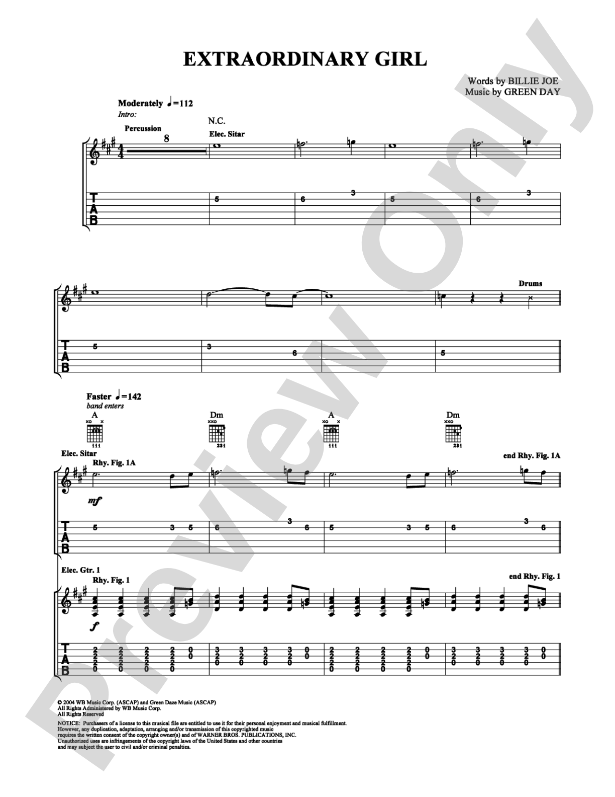 Extraordinary Girl: Guitar TAB Digital Sheet Music