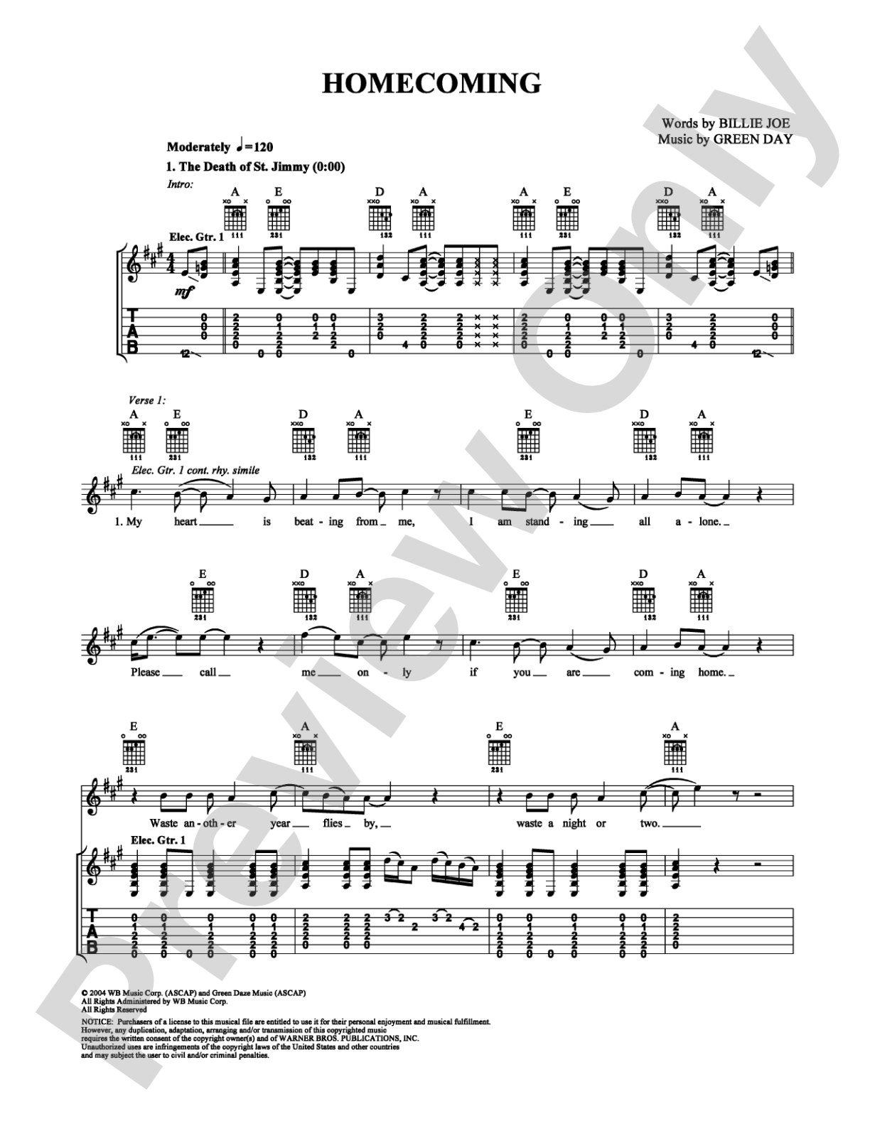 Homecoming: Guitar TAB Digital Sheet Music