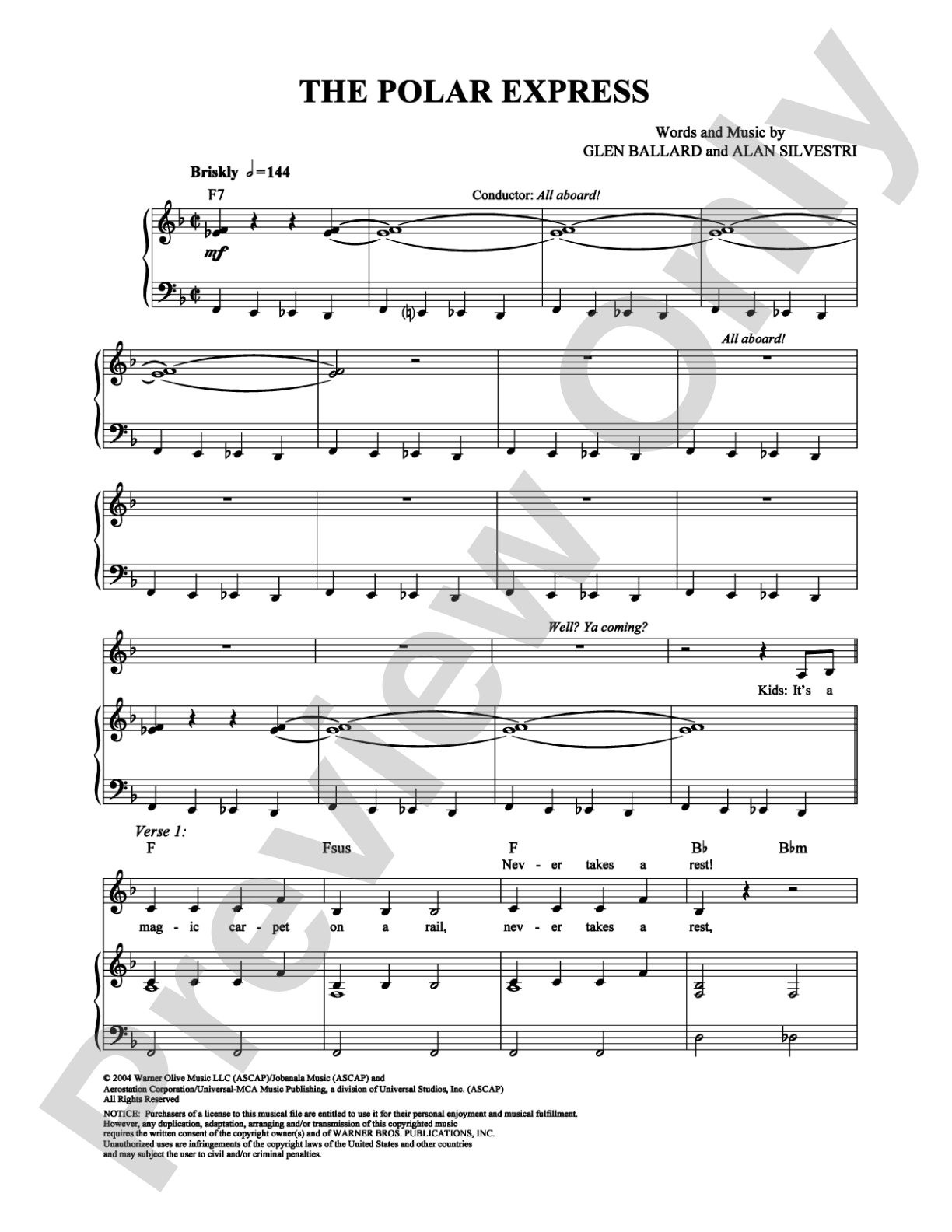 The Polar Express: Piano/Vocal/Chords Digital Sheet Music