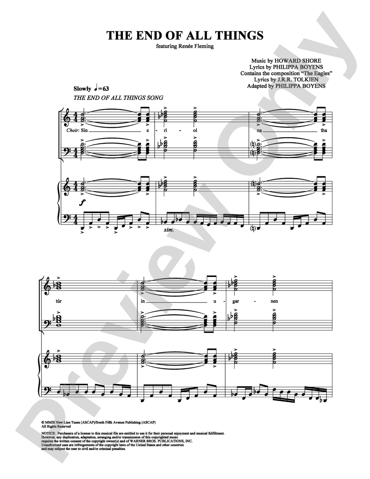 The End of All Things: Piano/Vocal/Chords Digital Sheet Music