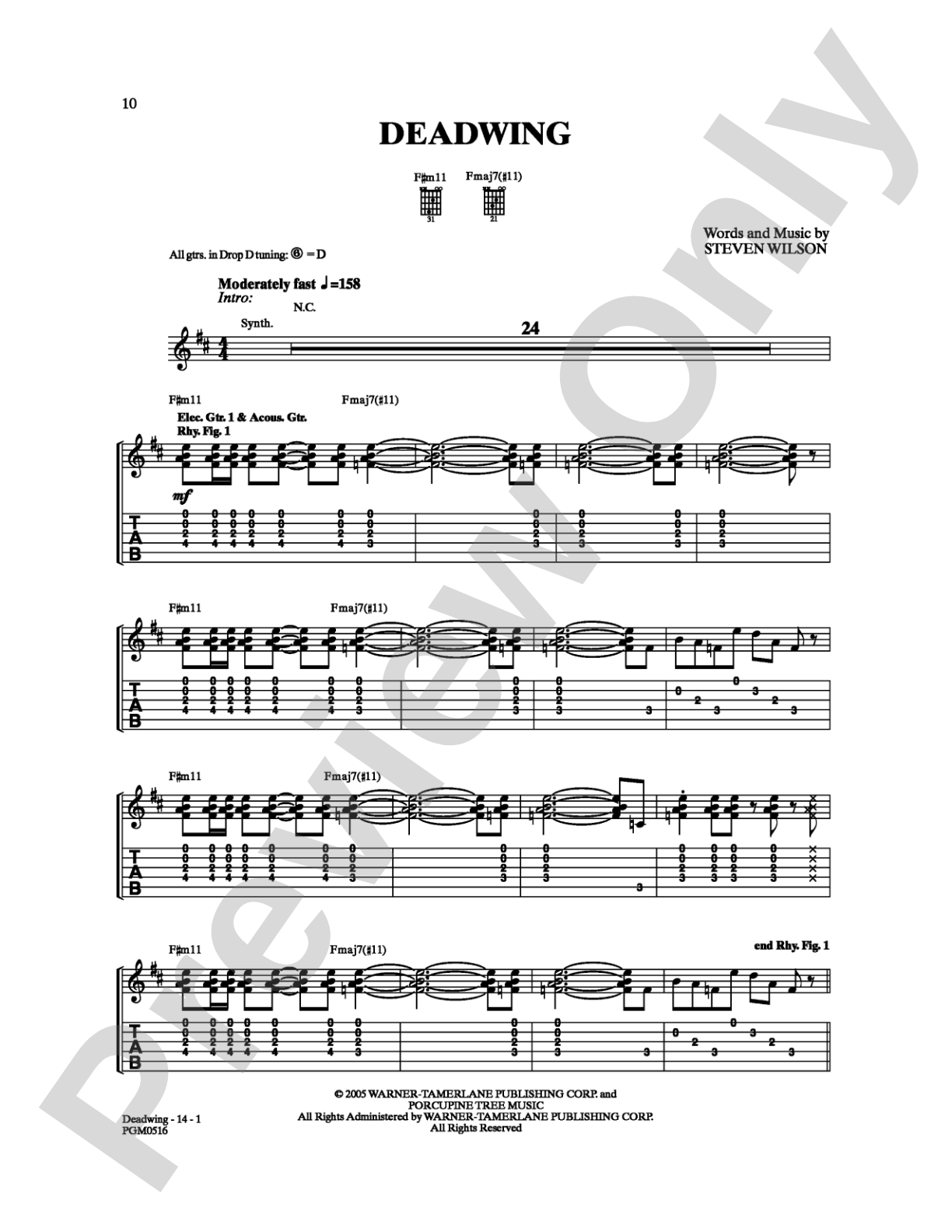 Deadwing: Guitar TAB Digital Sheet Music
