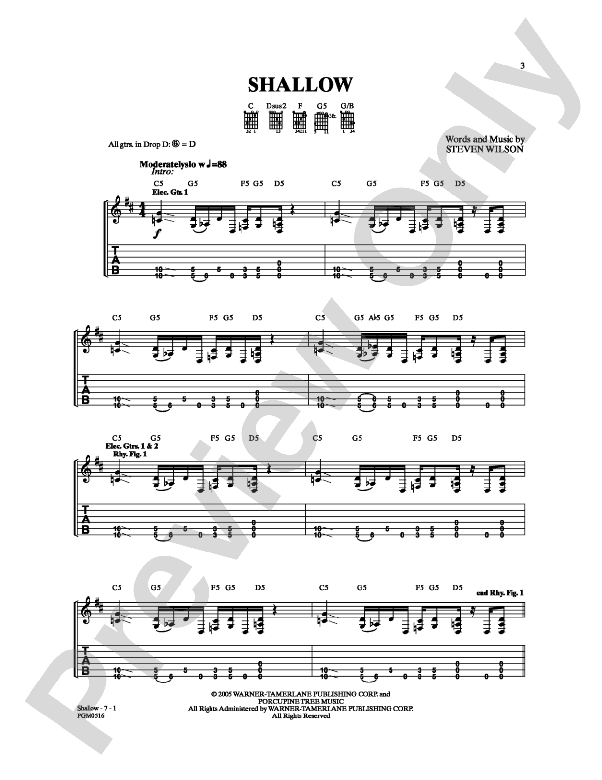 Shallow: Guitar TAB Digital Sheet Music