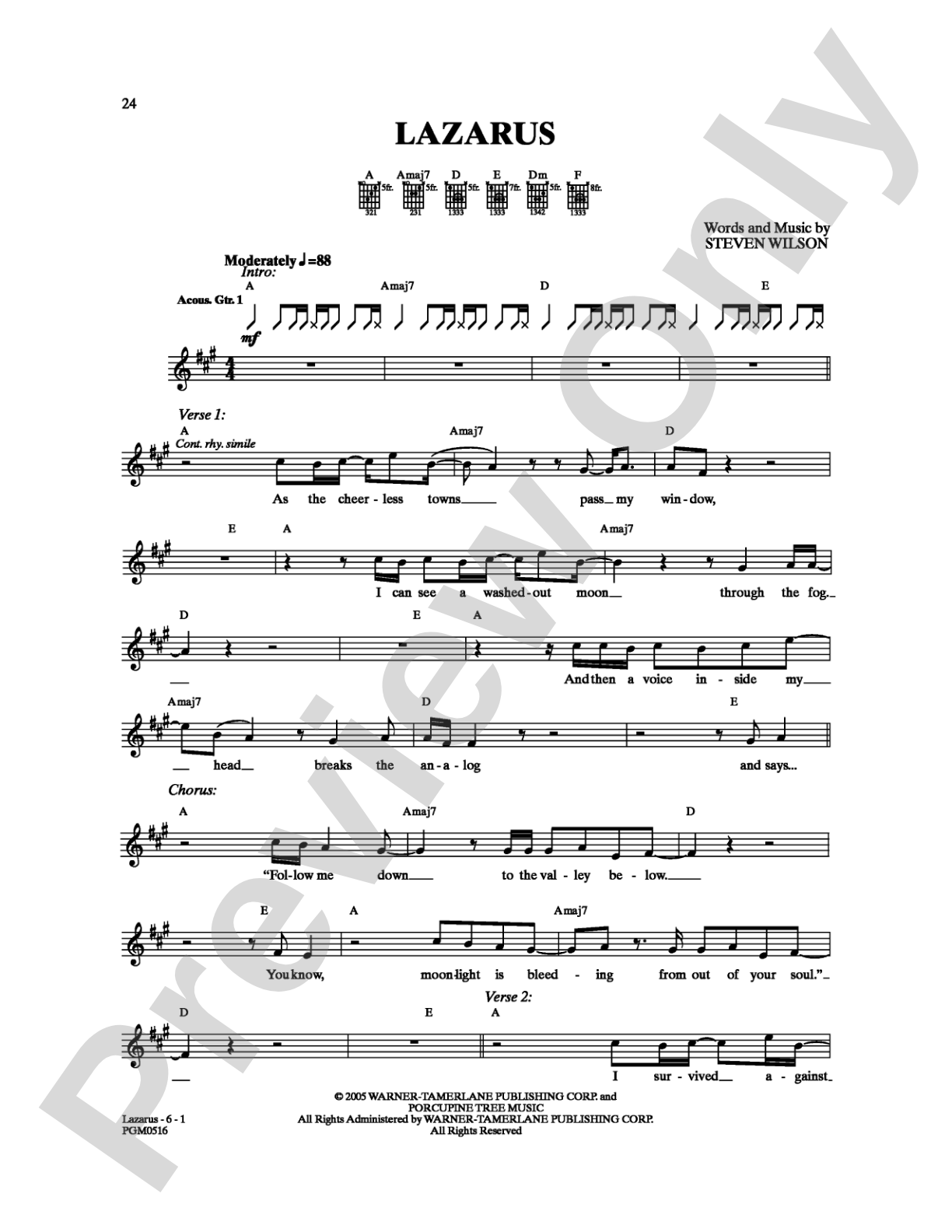 Lazarus: Guitar TAB Digital Sheet Music
