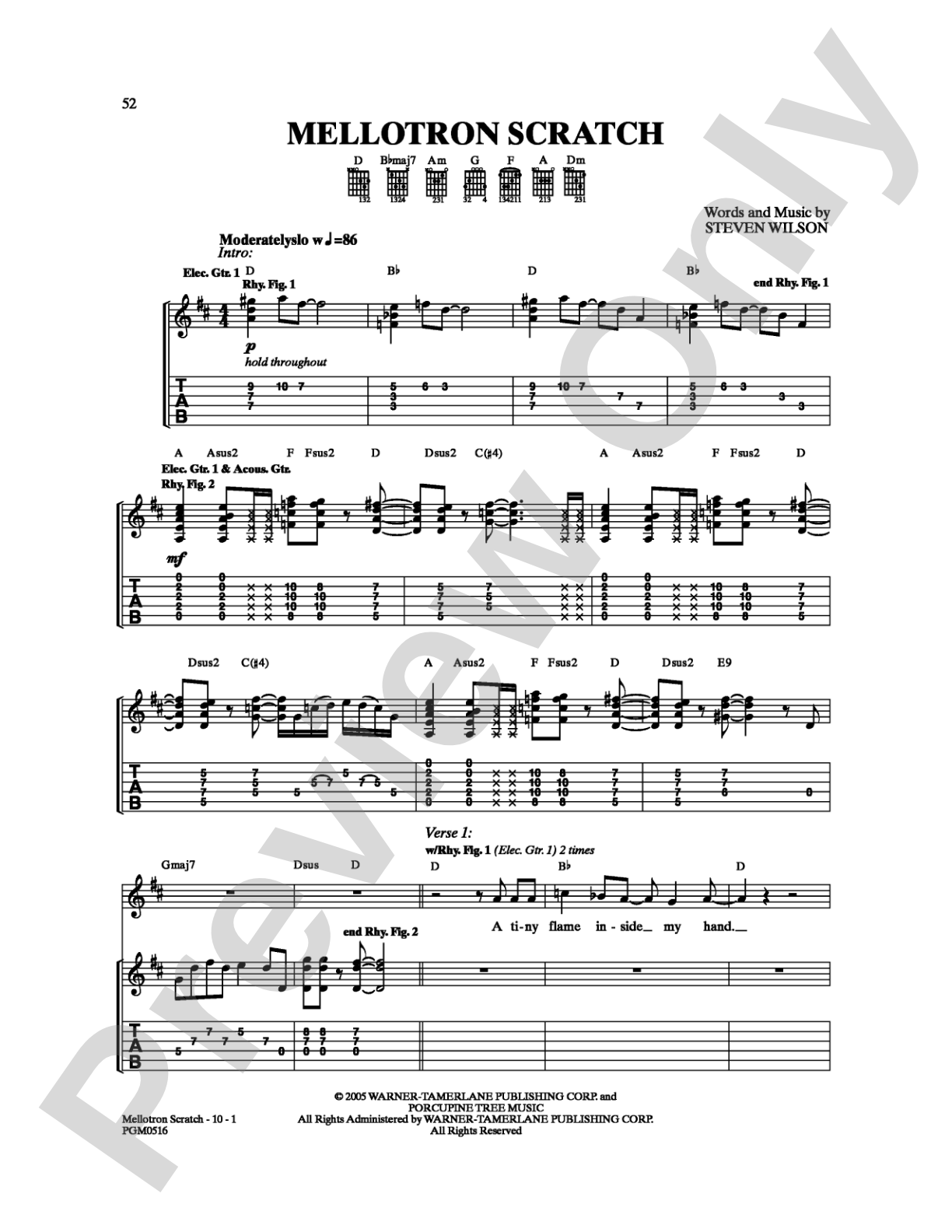 Mellotron Scratch: Guitar TAB Digital Sheet Music