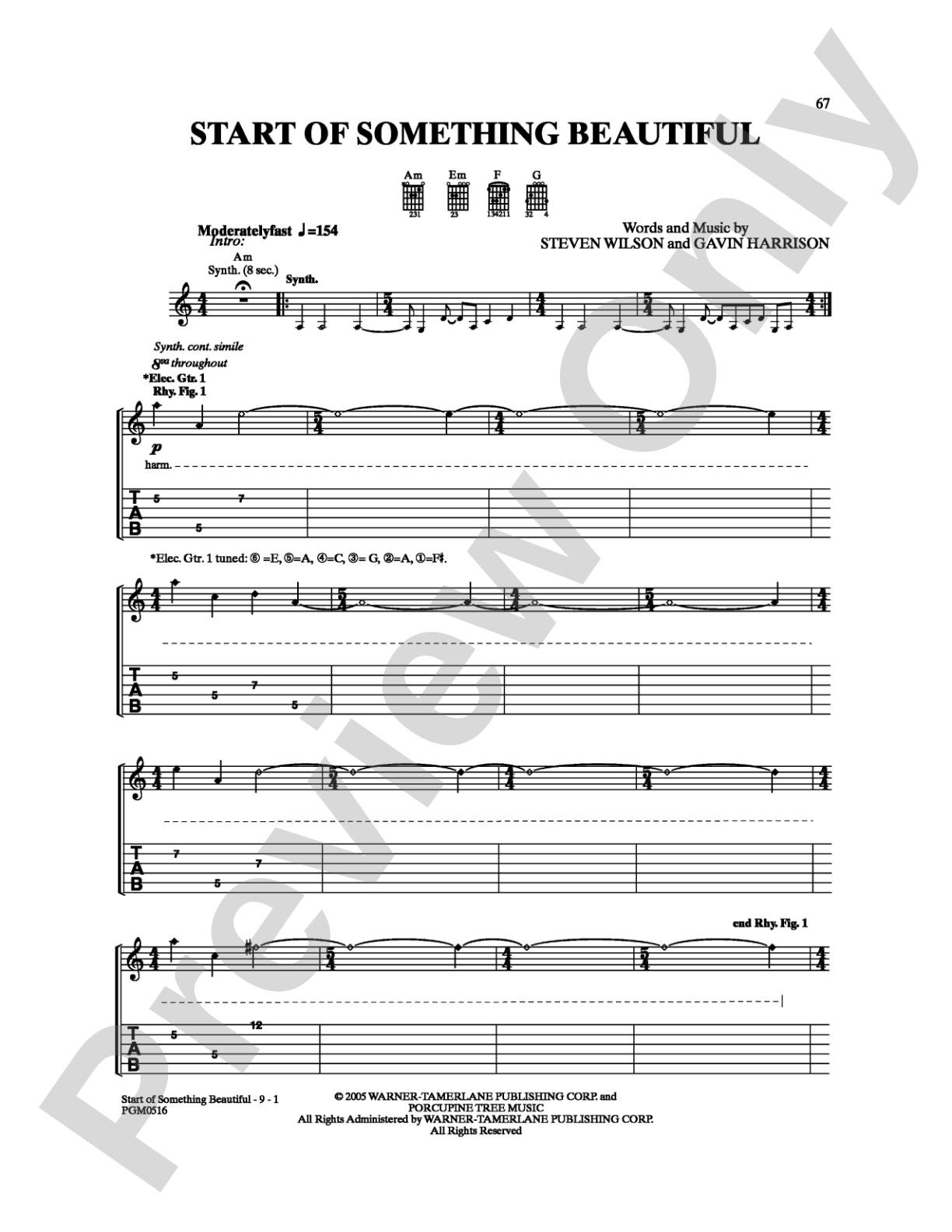 Start of Something Beautiful: Guitar TAB Digital Sheet Music