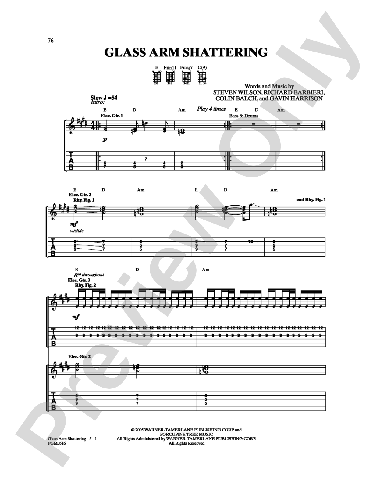 Glass Arm Shattering: Guitar TAB Digital Sheet Music