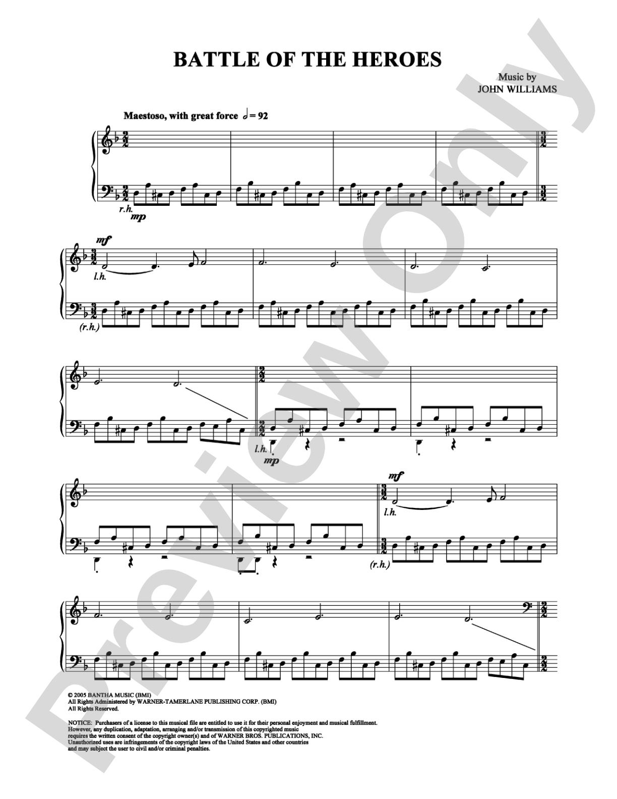 Battle of The Heroes: Piano Digital Sheet Music