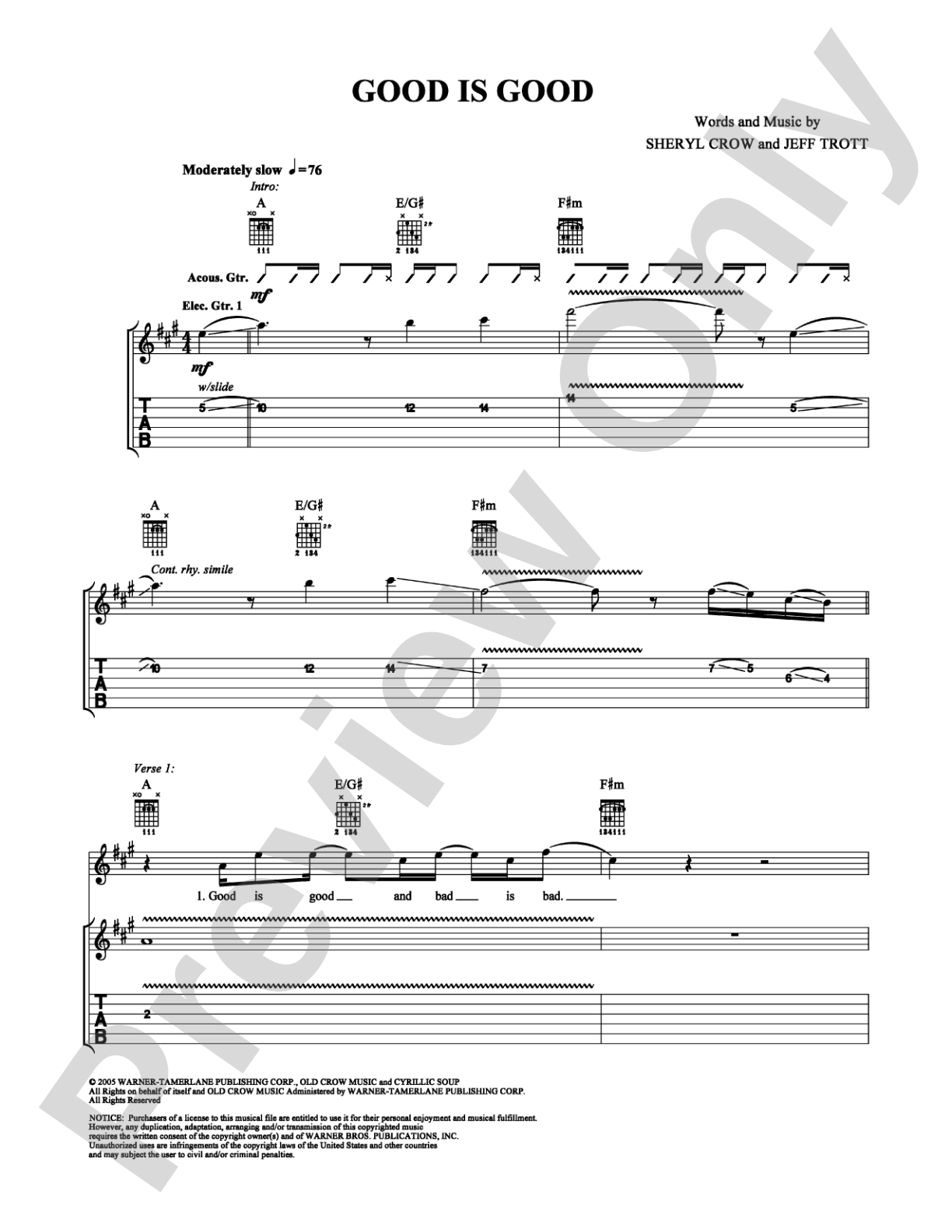 Good Is Good: Guitar TAB Digital Sheet Music