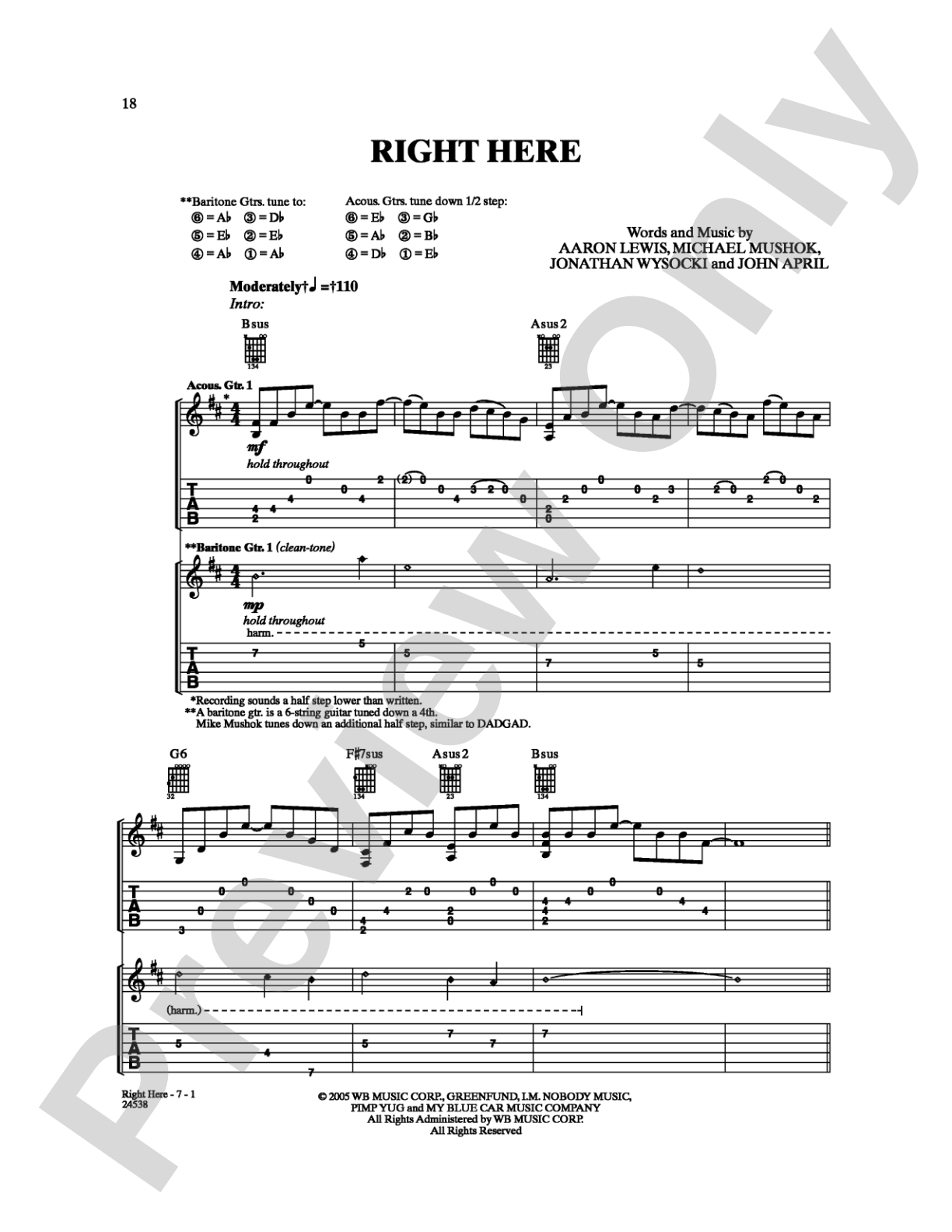 Right Here: Guitar TAB Digital Sheet Music