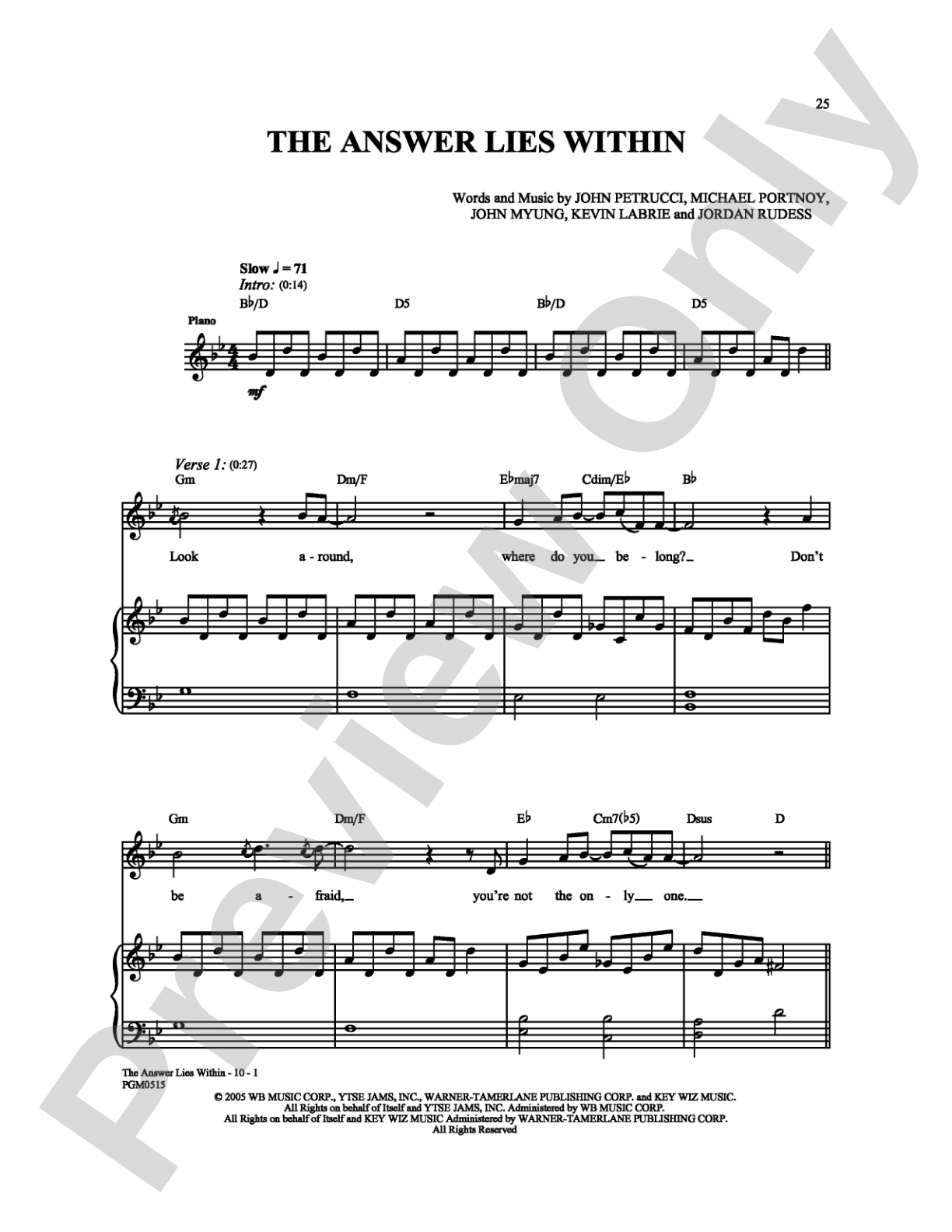 The Answer Lies Within: Guitar TAB Digital Sheet Music
