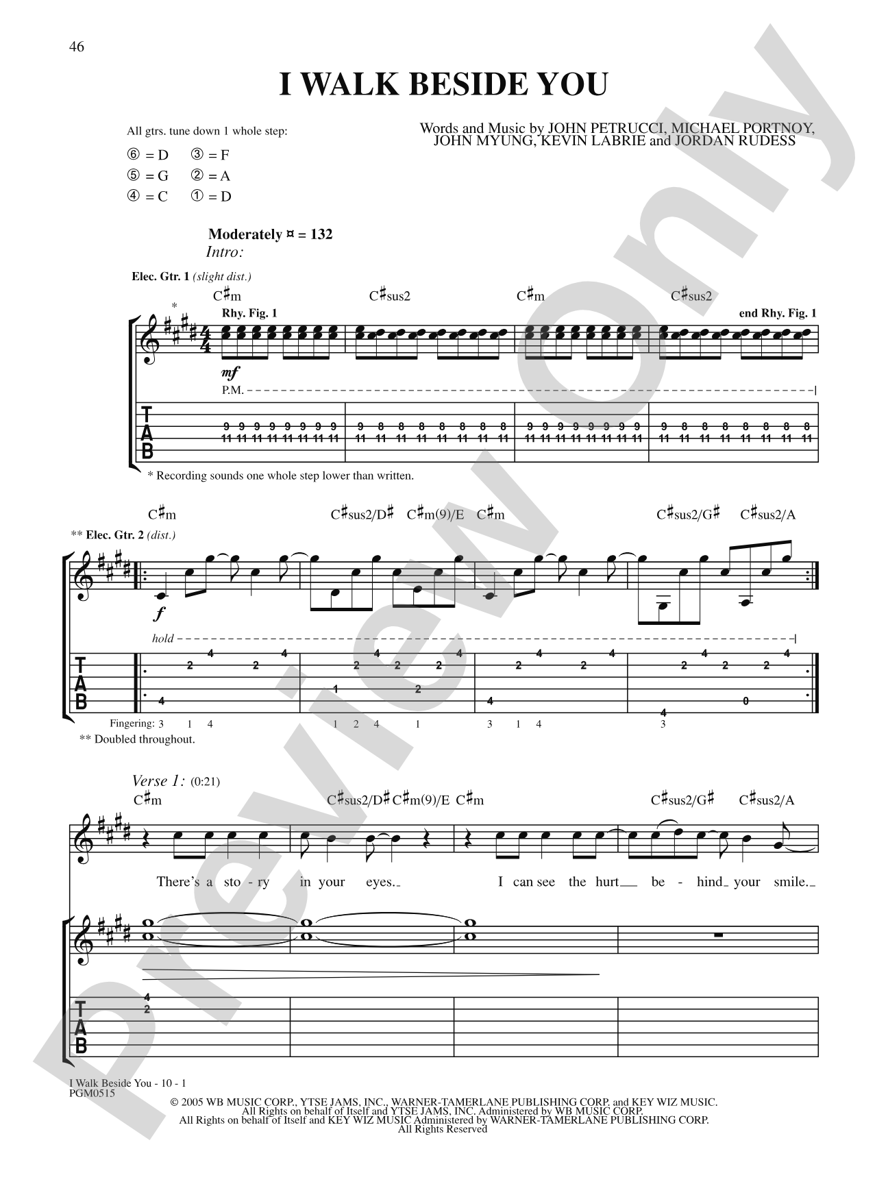 I Walk Beside You: Authentic Guitar TAB