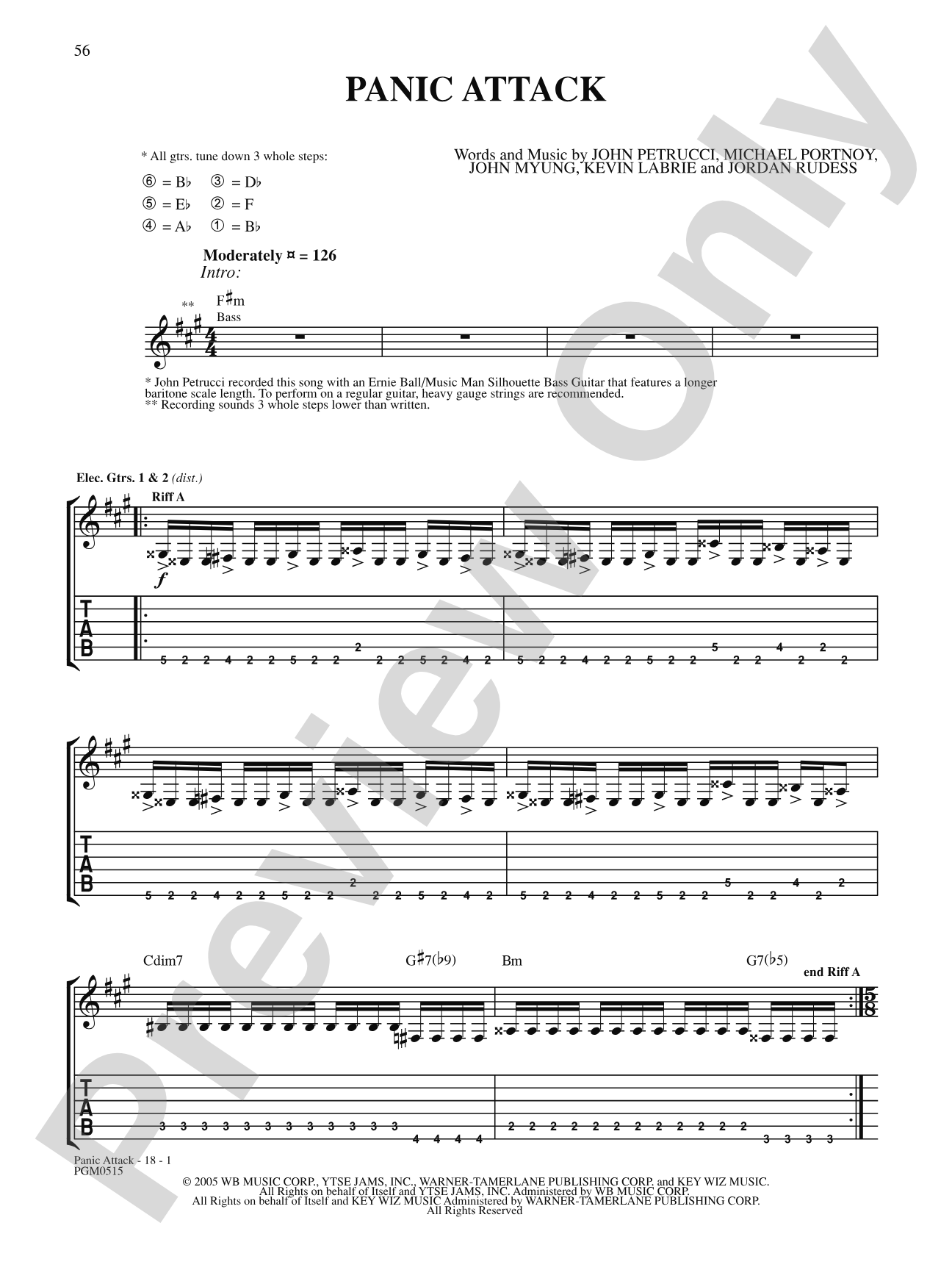 Panic Attack: Authentic Guitar TAB