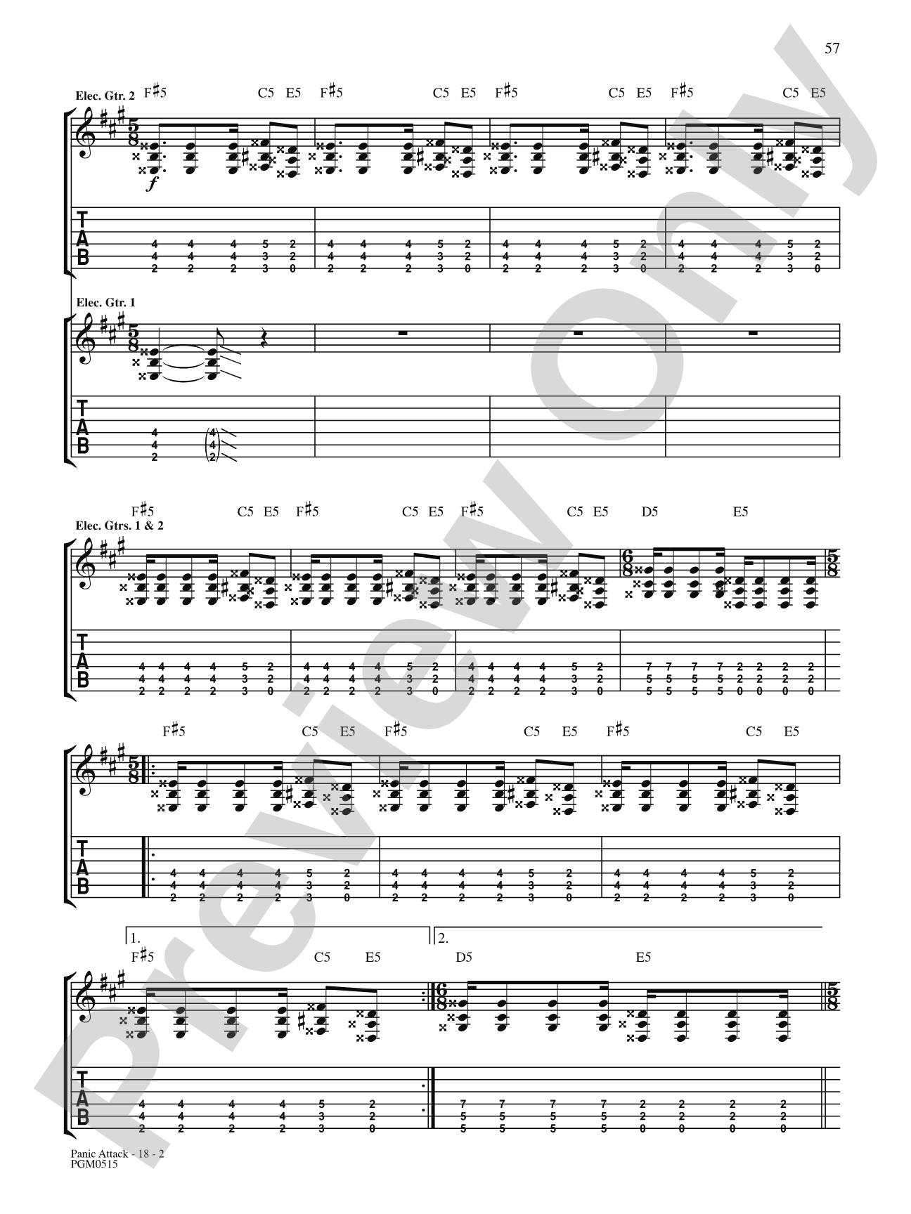 Panic Attack: Authentic Guitar TAB