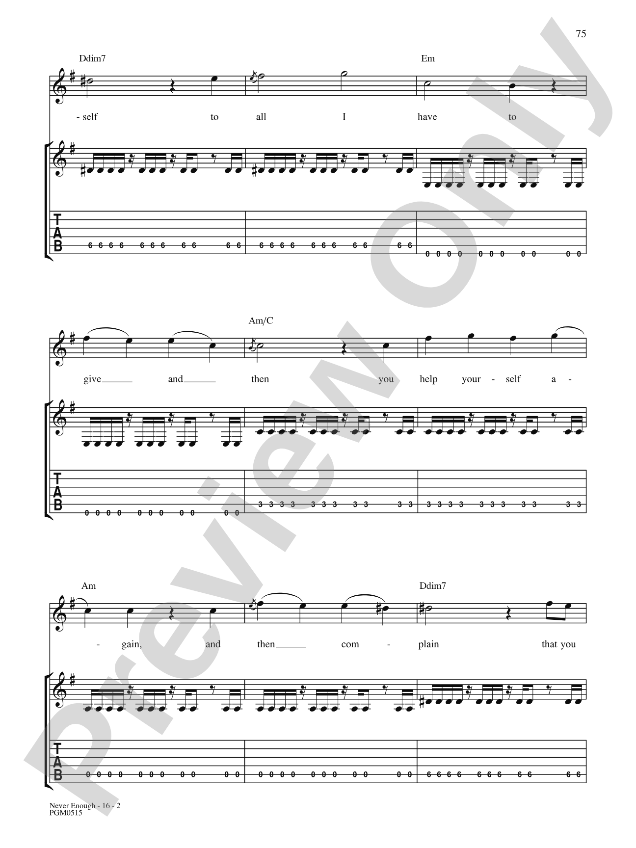 Never Enough: Authentic Guitar TAB