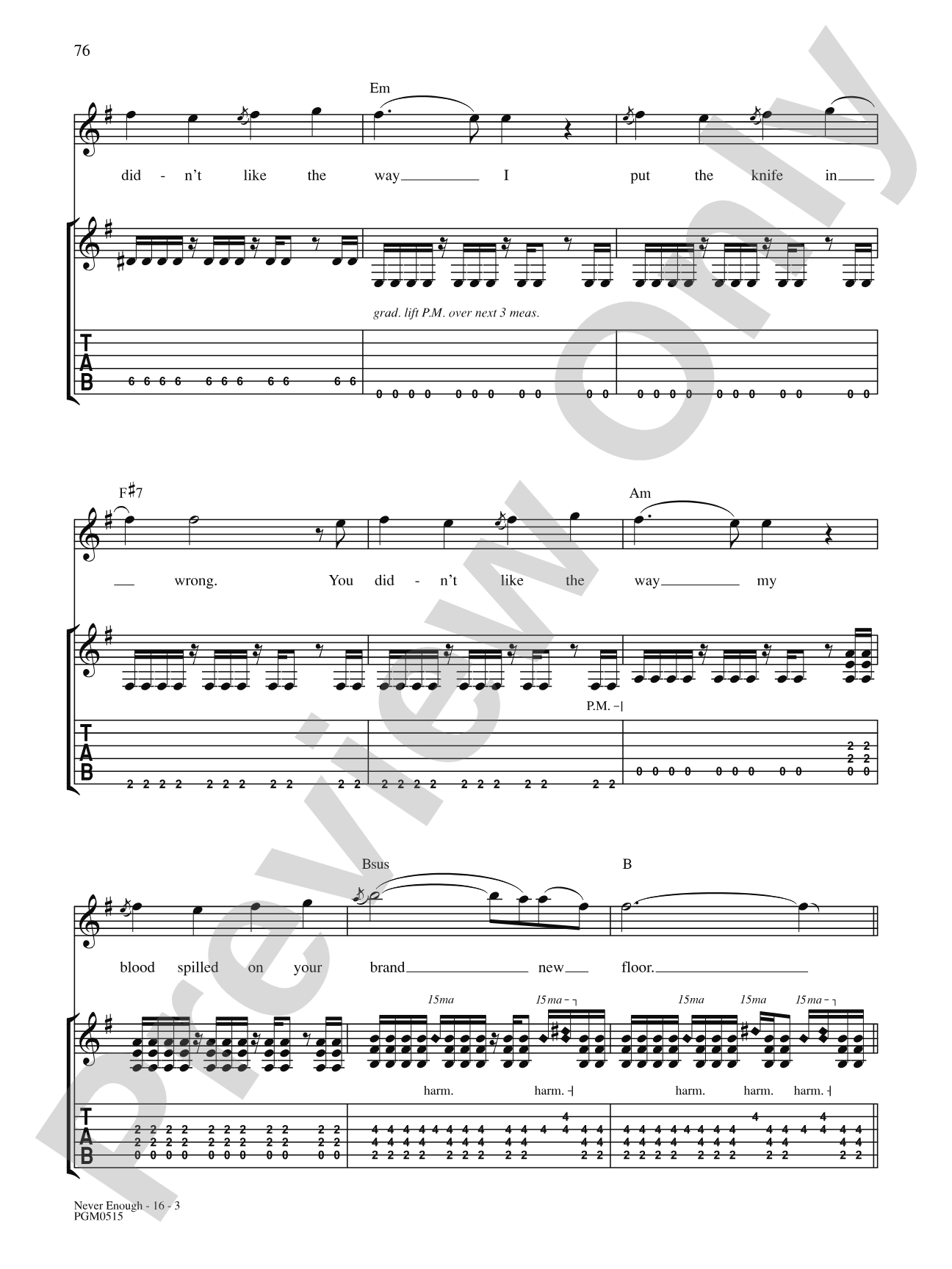 Never Enough: Authentic Guitar TAB
