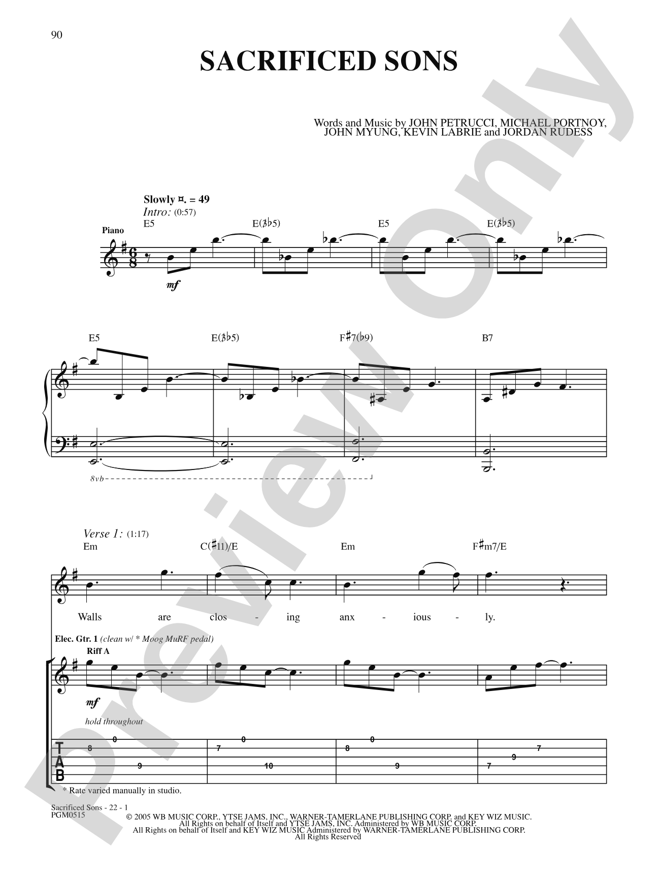 Sacrificed Sons: Authentic Guitar TAB
