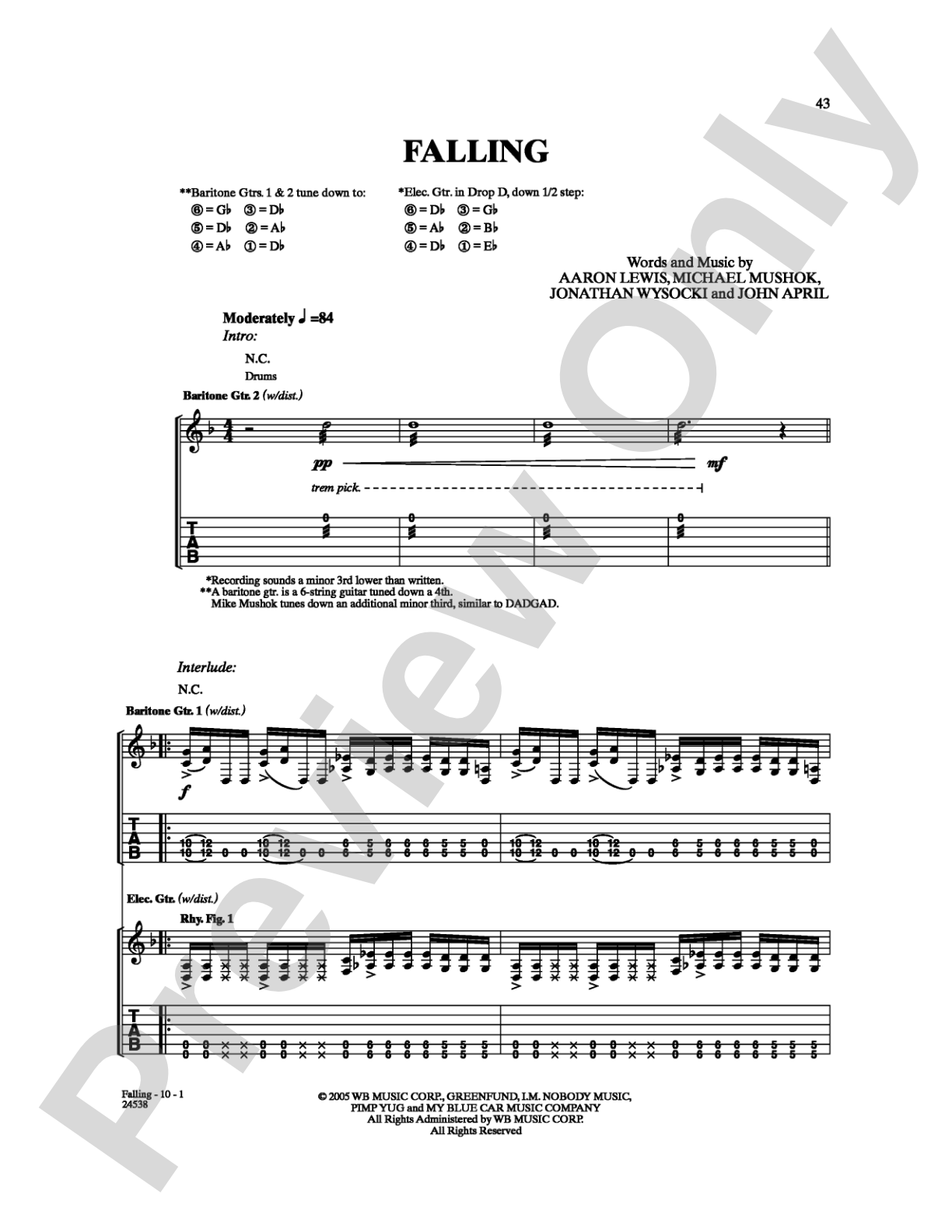 Falling: Guitar TAB Digital Sheet Music