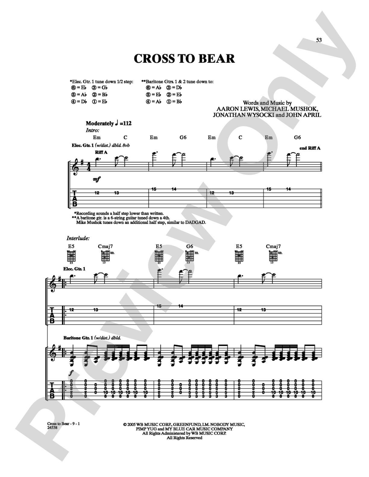 Cross to Bear: Guitar TAB Digital Sheet Music