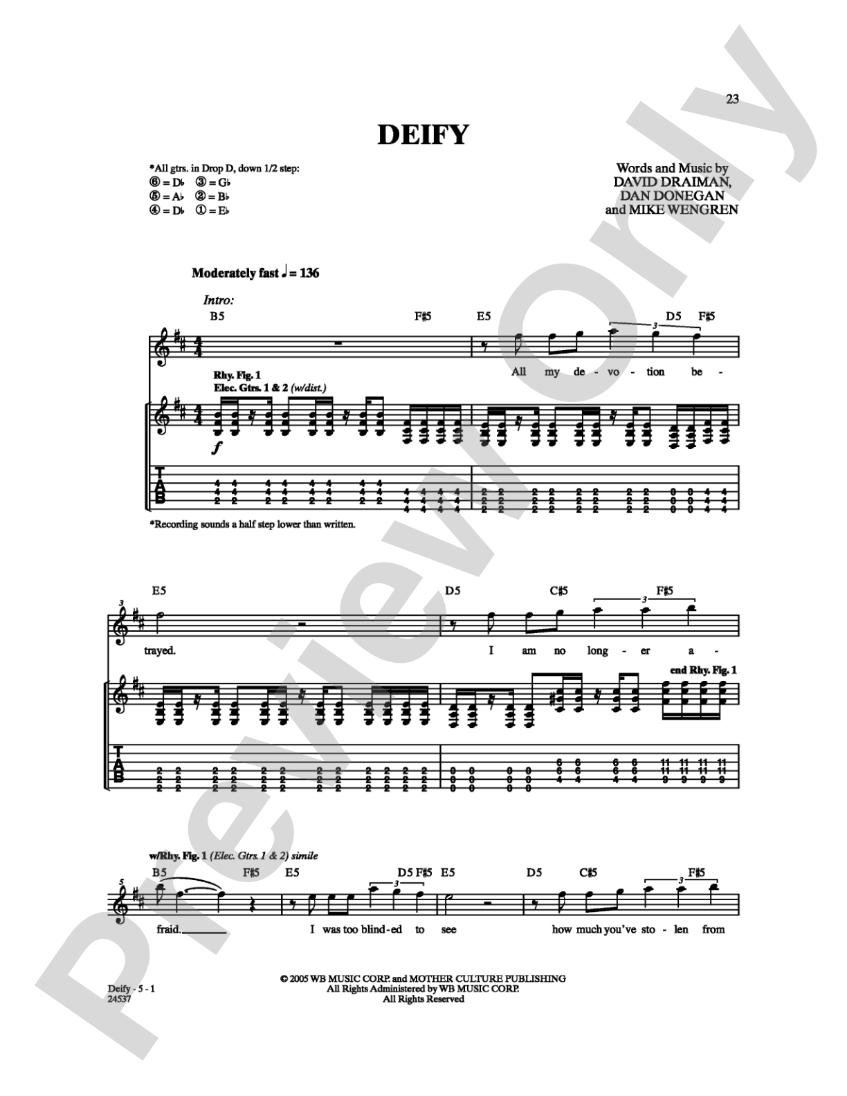 Deify: Guitar TAB Digital Sheet Music