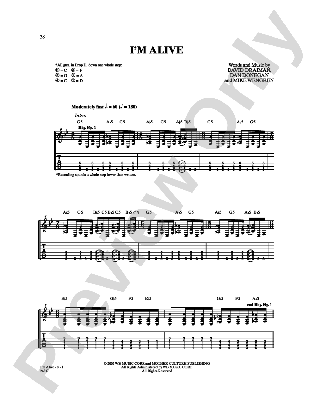 I'm Alive: Guitar TAB Digital Sheet Music