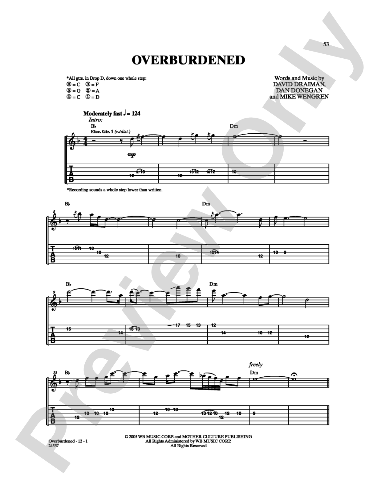 Overburdened: Guitar TAB Digital Sheet Music