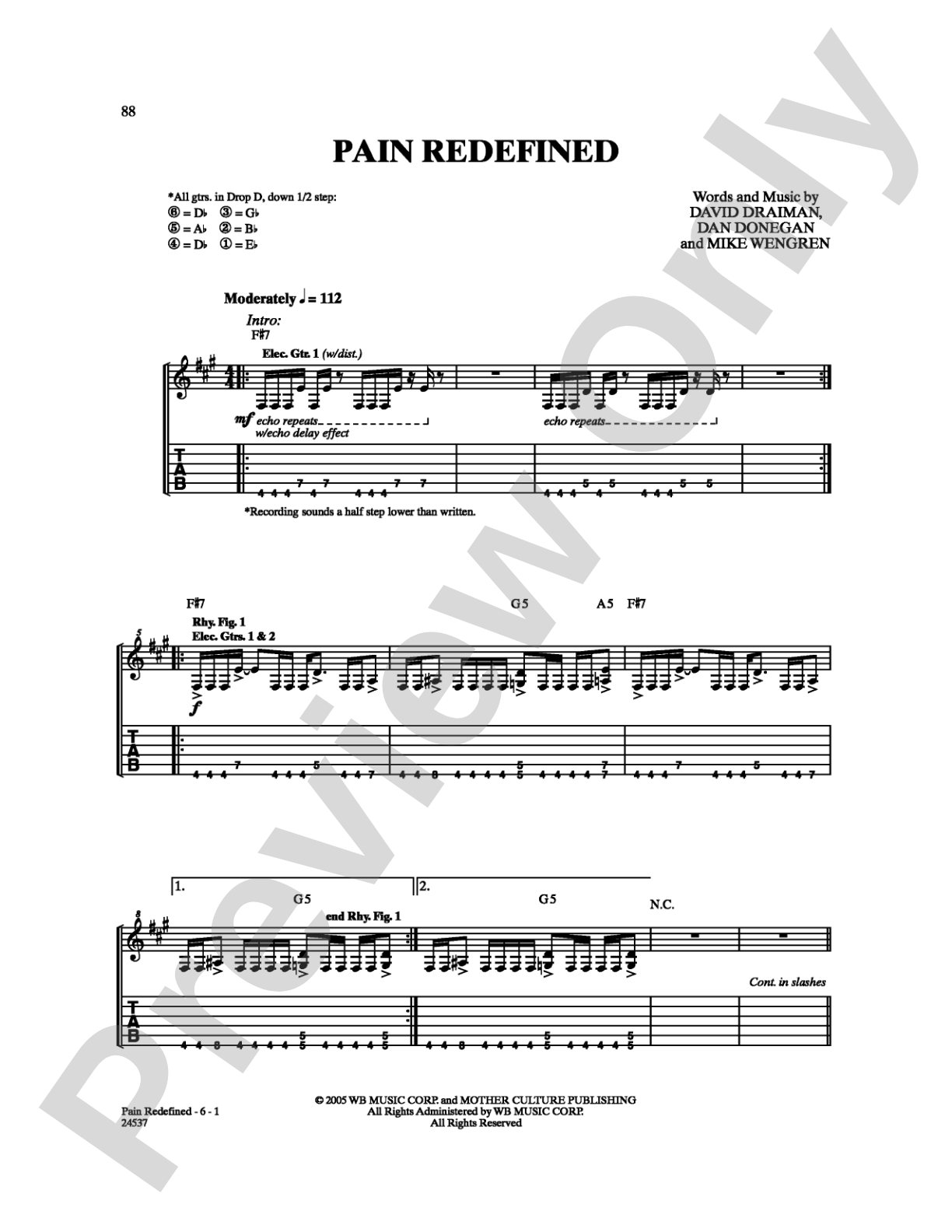 Pain Redefined: Guitar TAB Digital Sheet Music