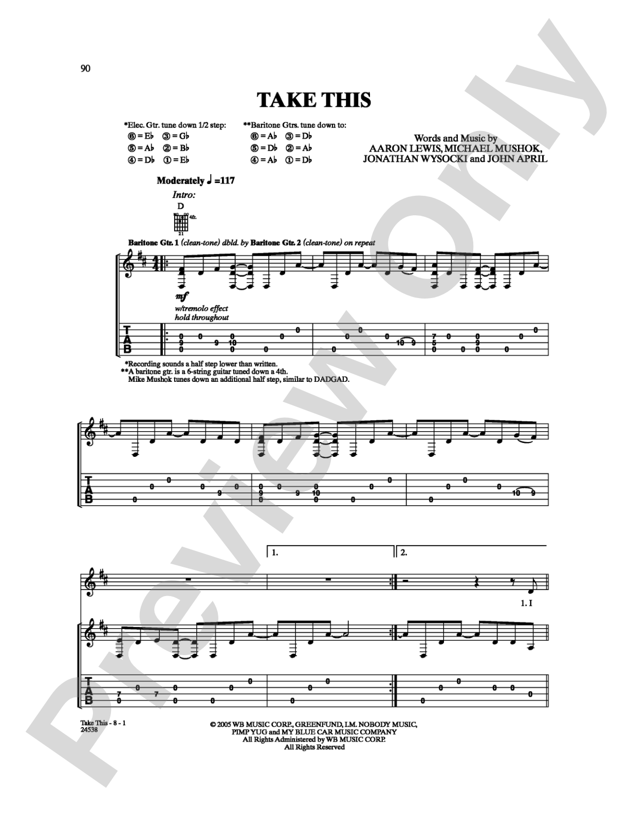 Take This: Guitar TAB Digital Sheet Music