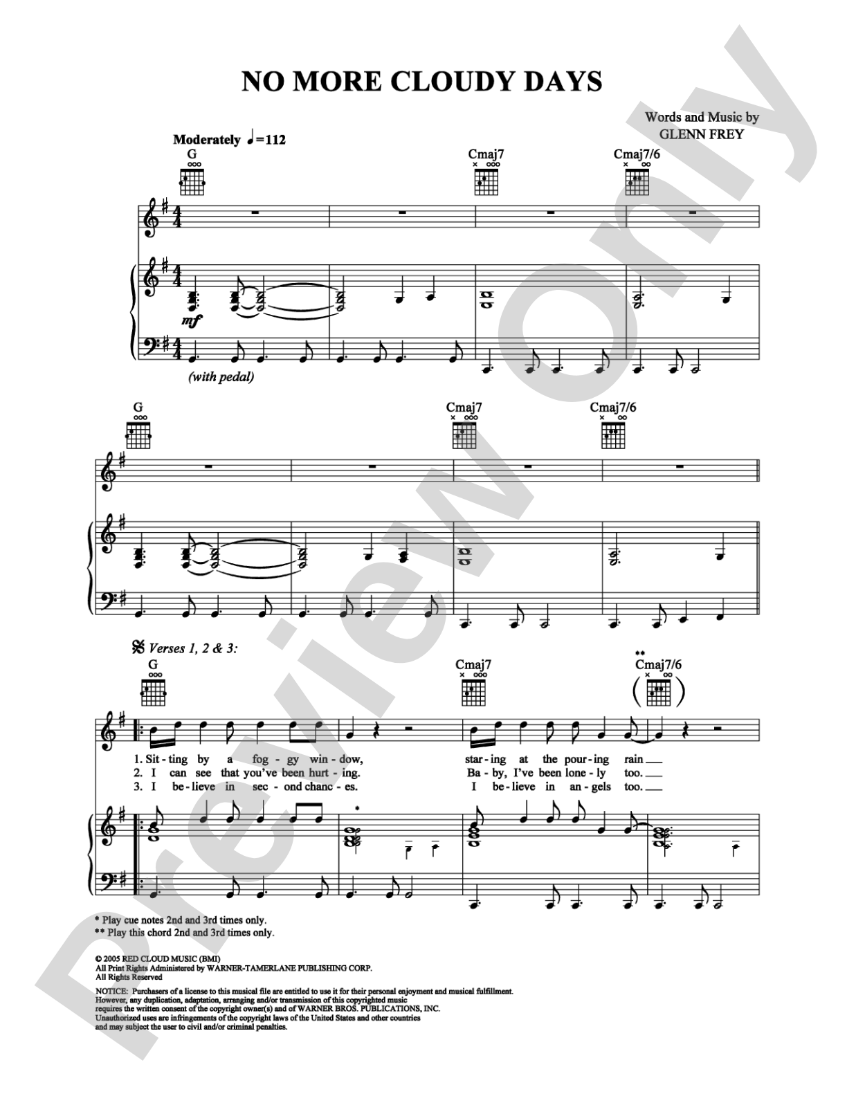 No More Cloudy Days: Piano/Vocal/Chords Digital Sheet Music