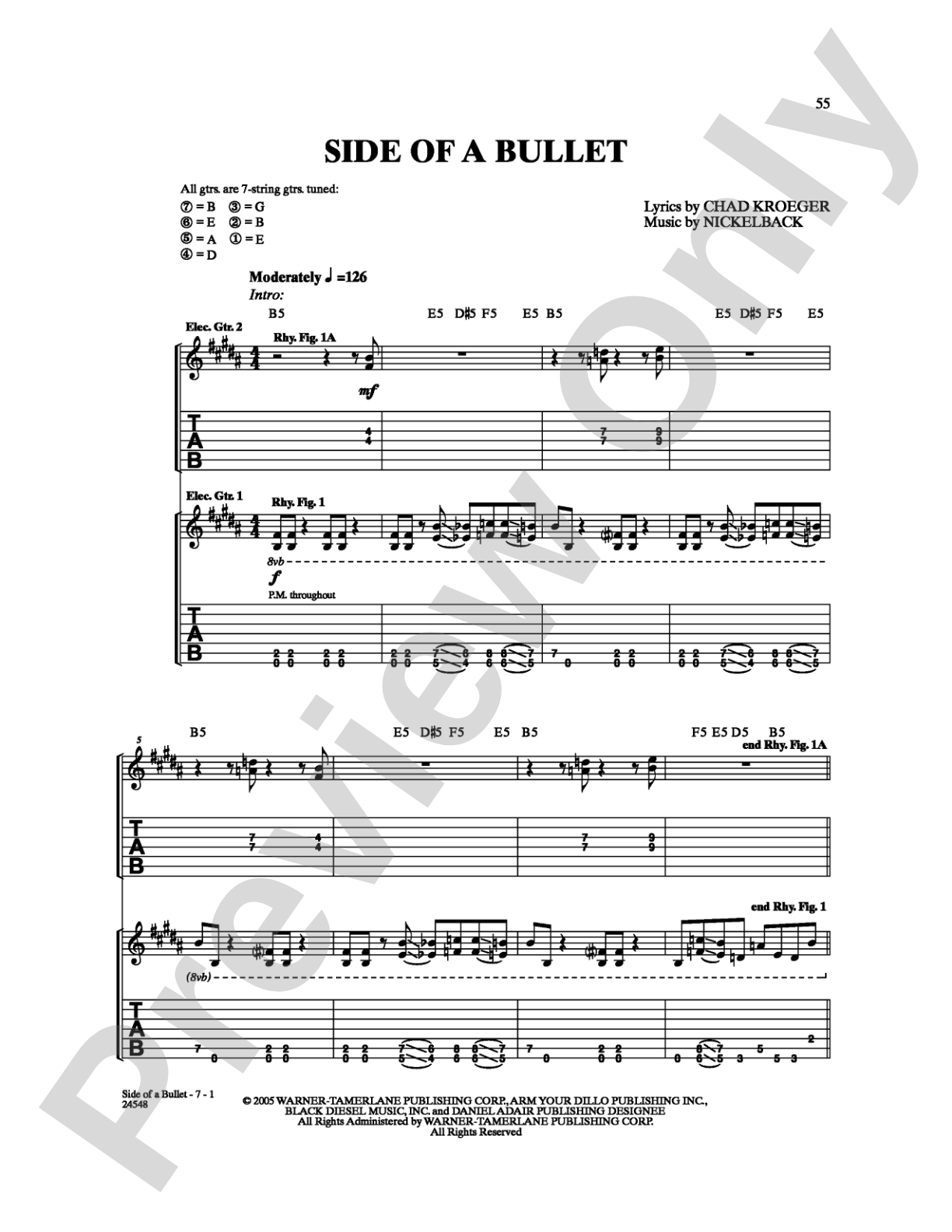 Side of a Bullet: Guitar TAB Digital Sheet Music