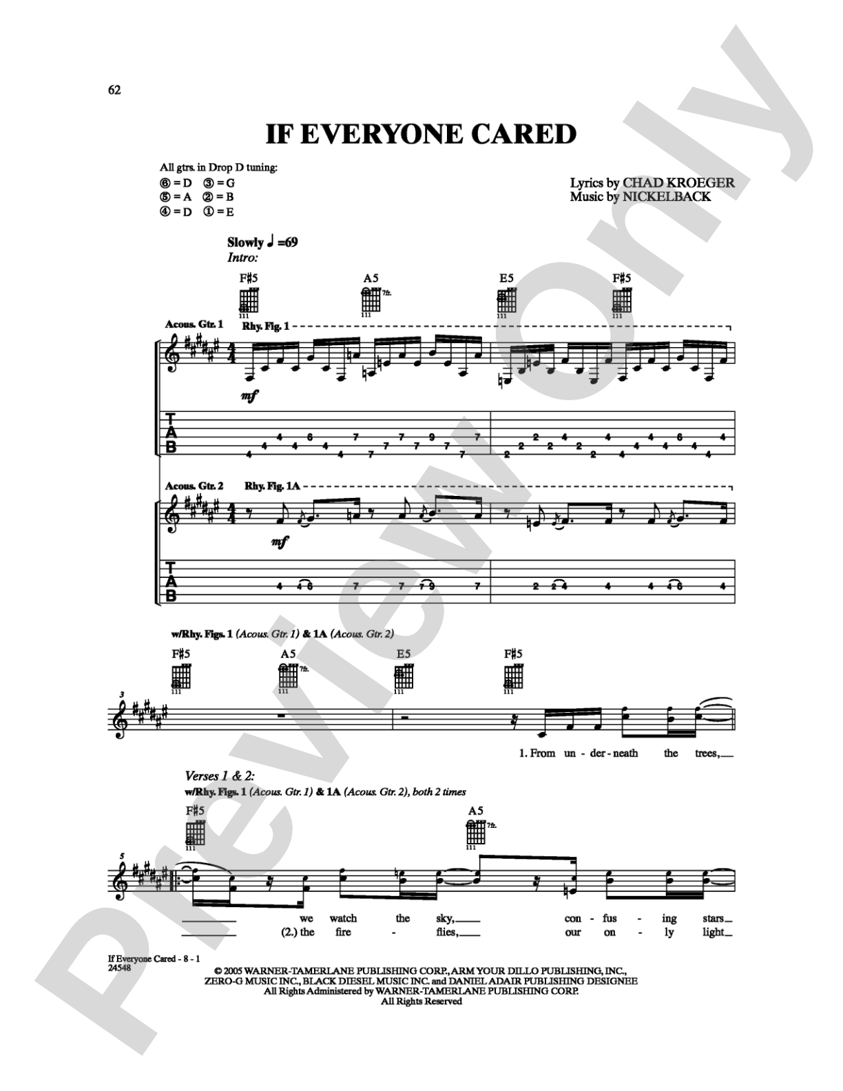 If Everyone Cared: Guitar TAB Digital Sheet Music