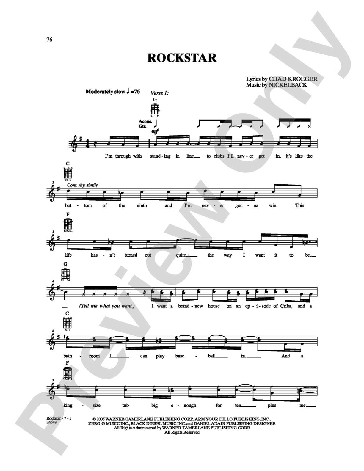 Rockstar: Guitar TAB Digital Sheet Music