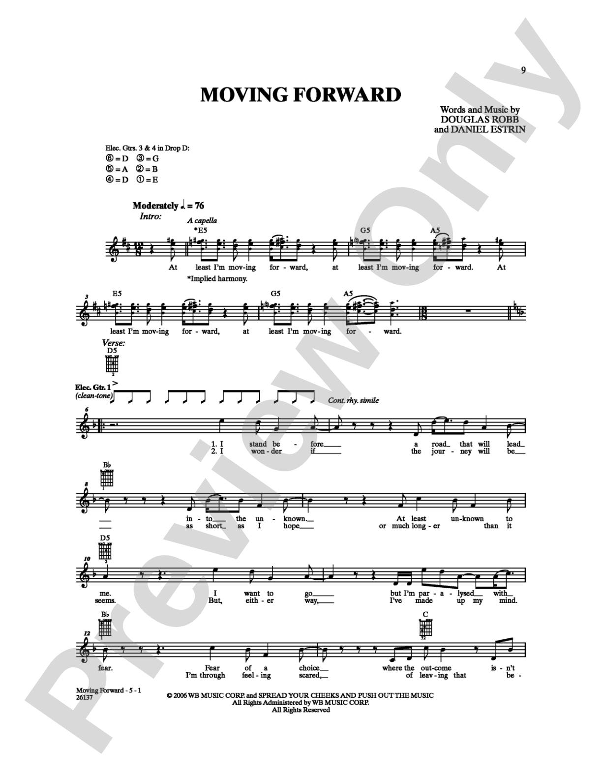 Moving Forward: Guitar TAB Digital Sheet Music