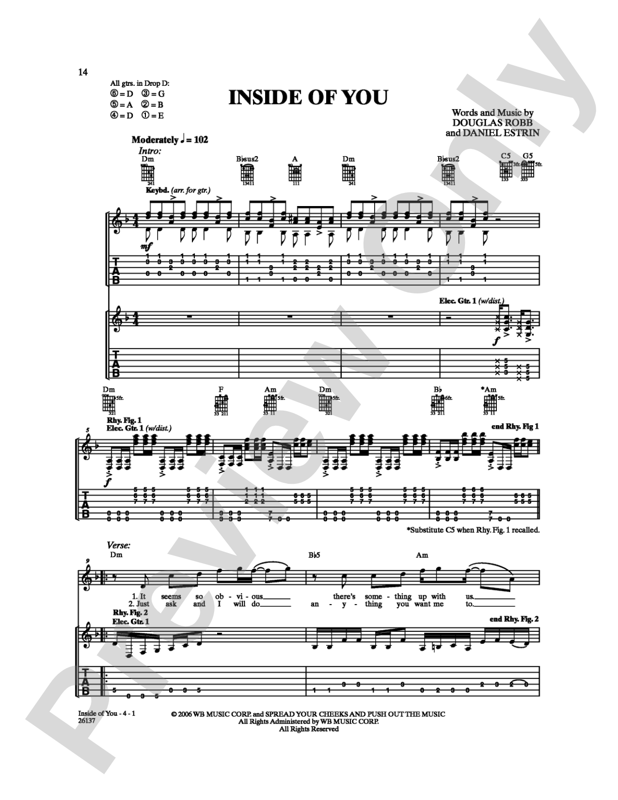 Inside of You: Guitar TAB Digital Sheet Music