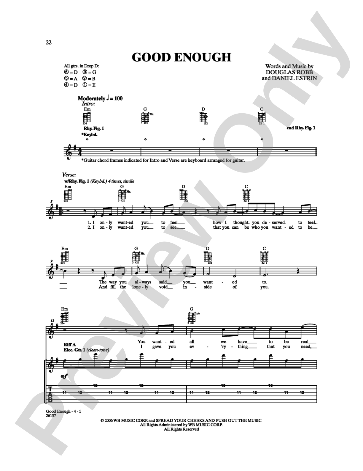 Good Enough: Guitar TAB Digital Sheet Music