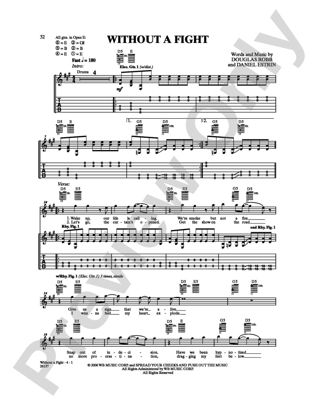 Without a Fight: Guitar TAB Digital Sheet Music